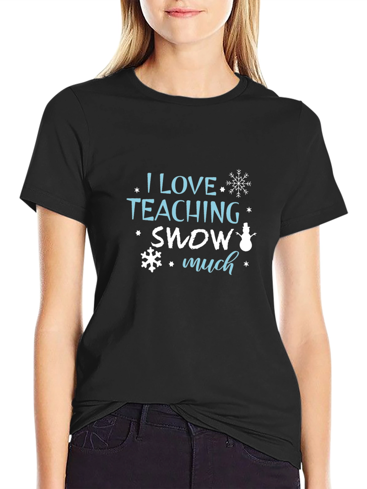 I Love Teaching Snow Much Black T-Shirt