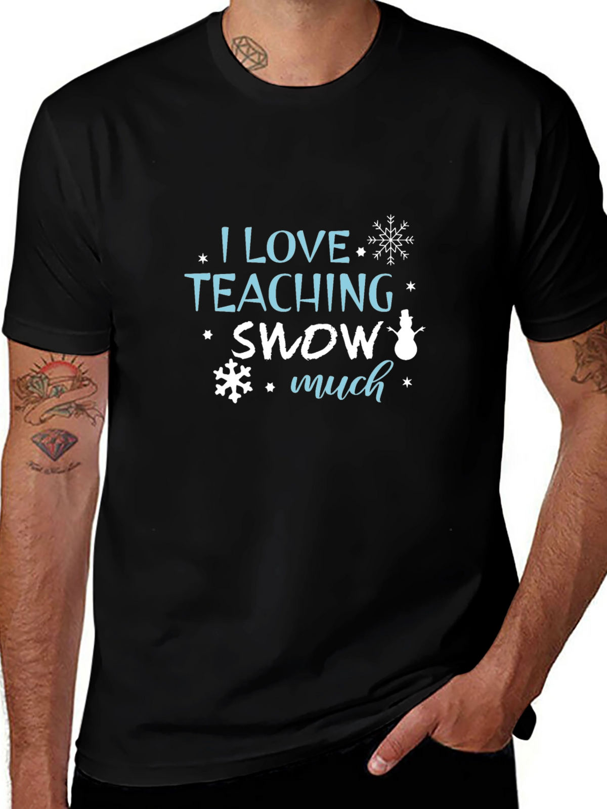 I Love Teaching Snow Much Black T-Shirt