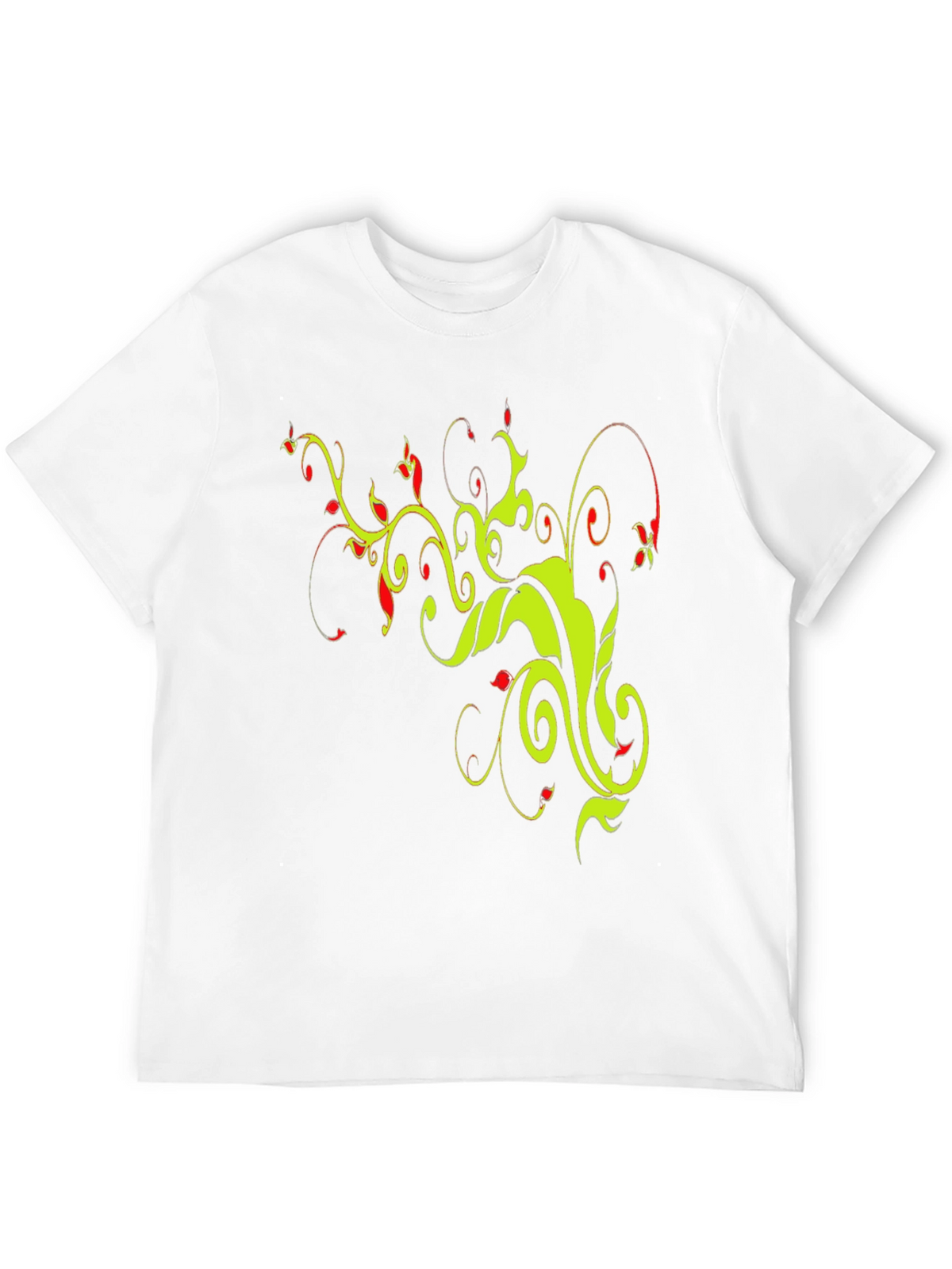 Stylish Black T-Shirt with Floral Vine Design