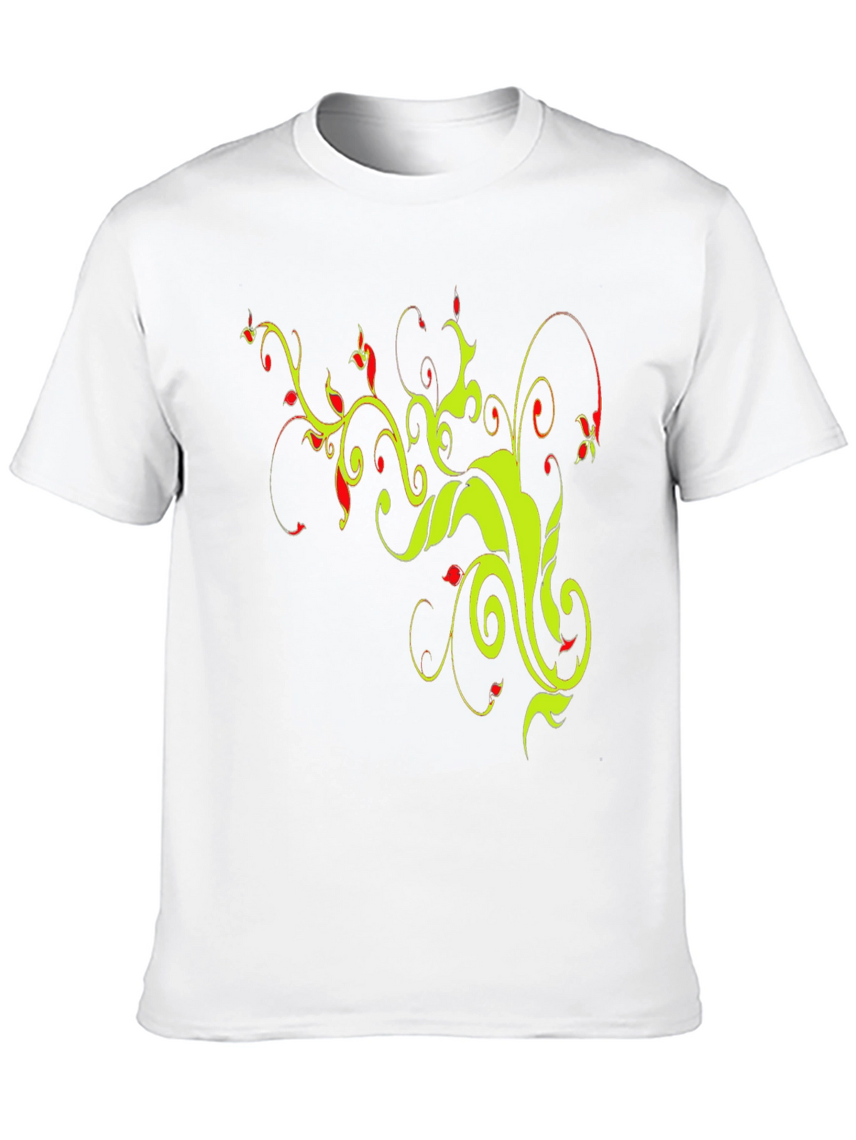 Stylish Black T-Shirt with Floral Vine Design