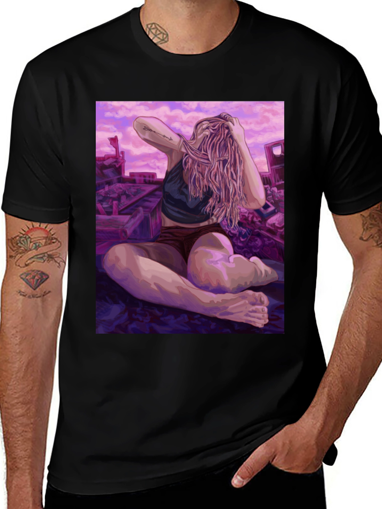 Artistic Woman on Ruins Graphic Tee - Unisex
