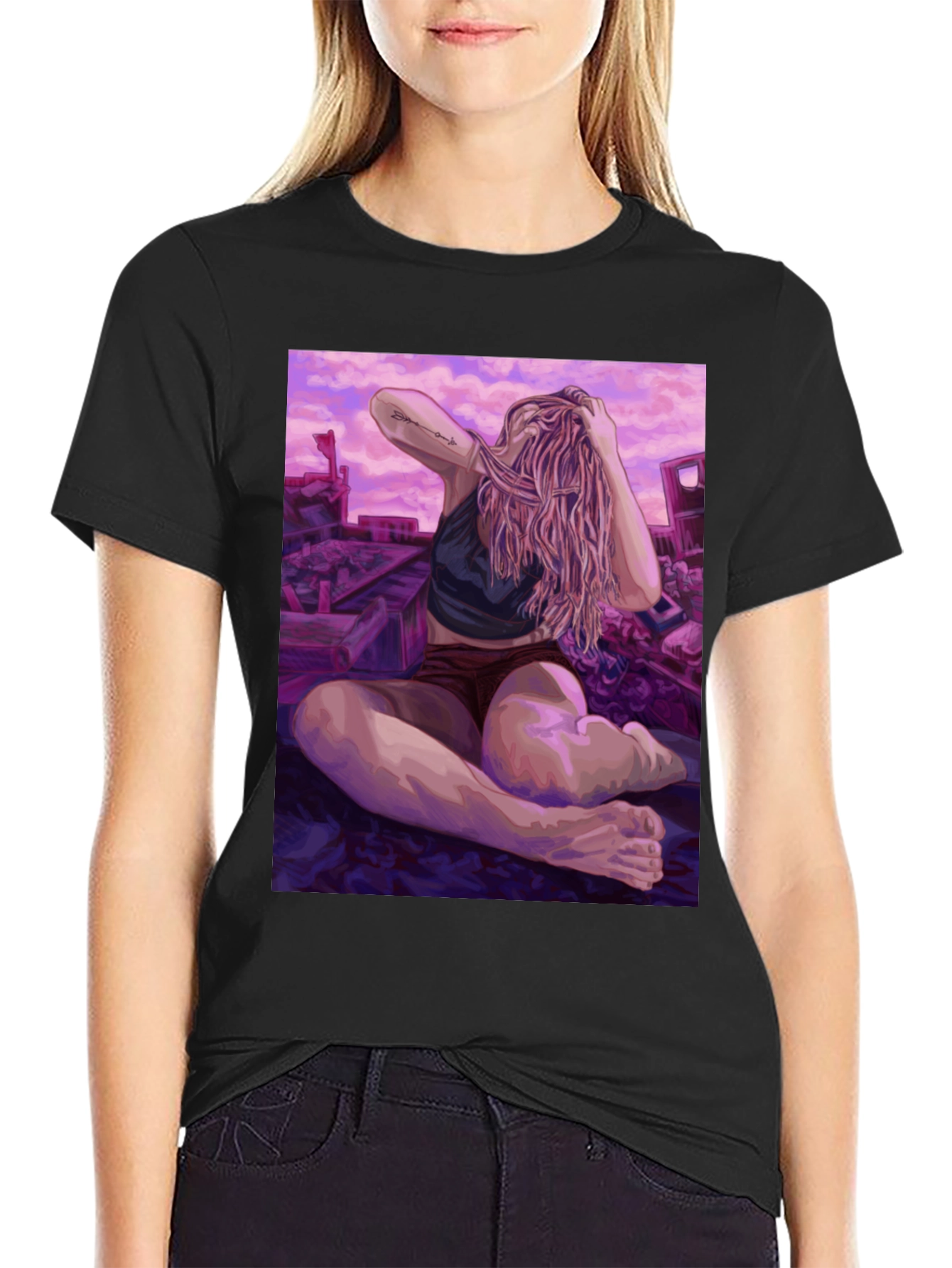 Artistic Woman on Ruins Graphic Tee - Unisex