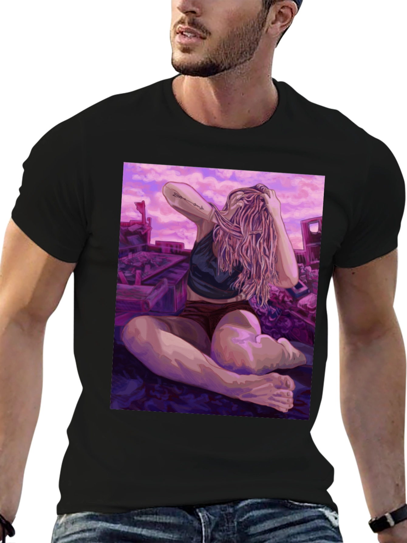 Artistic Woman on Ruins Graphic Tee - Unisex
