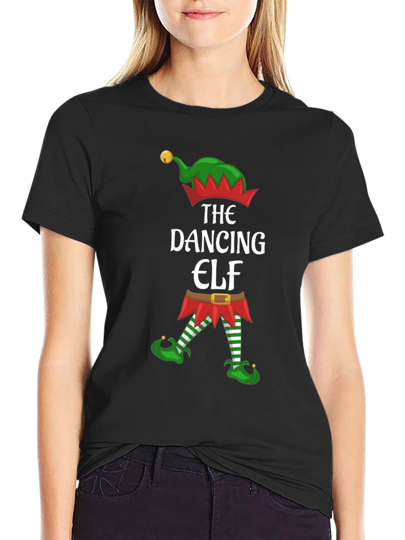 Dancing Elf Graphic Tee - Holiday Festive Shirt
