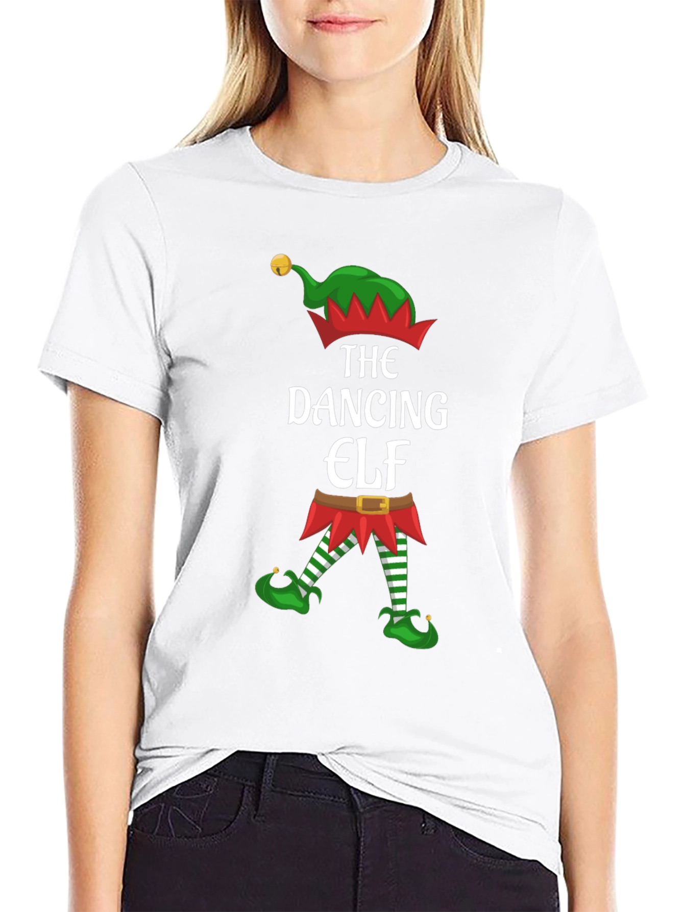 Dancing Elf Graphic Tee - Holiday Festive Shirt