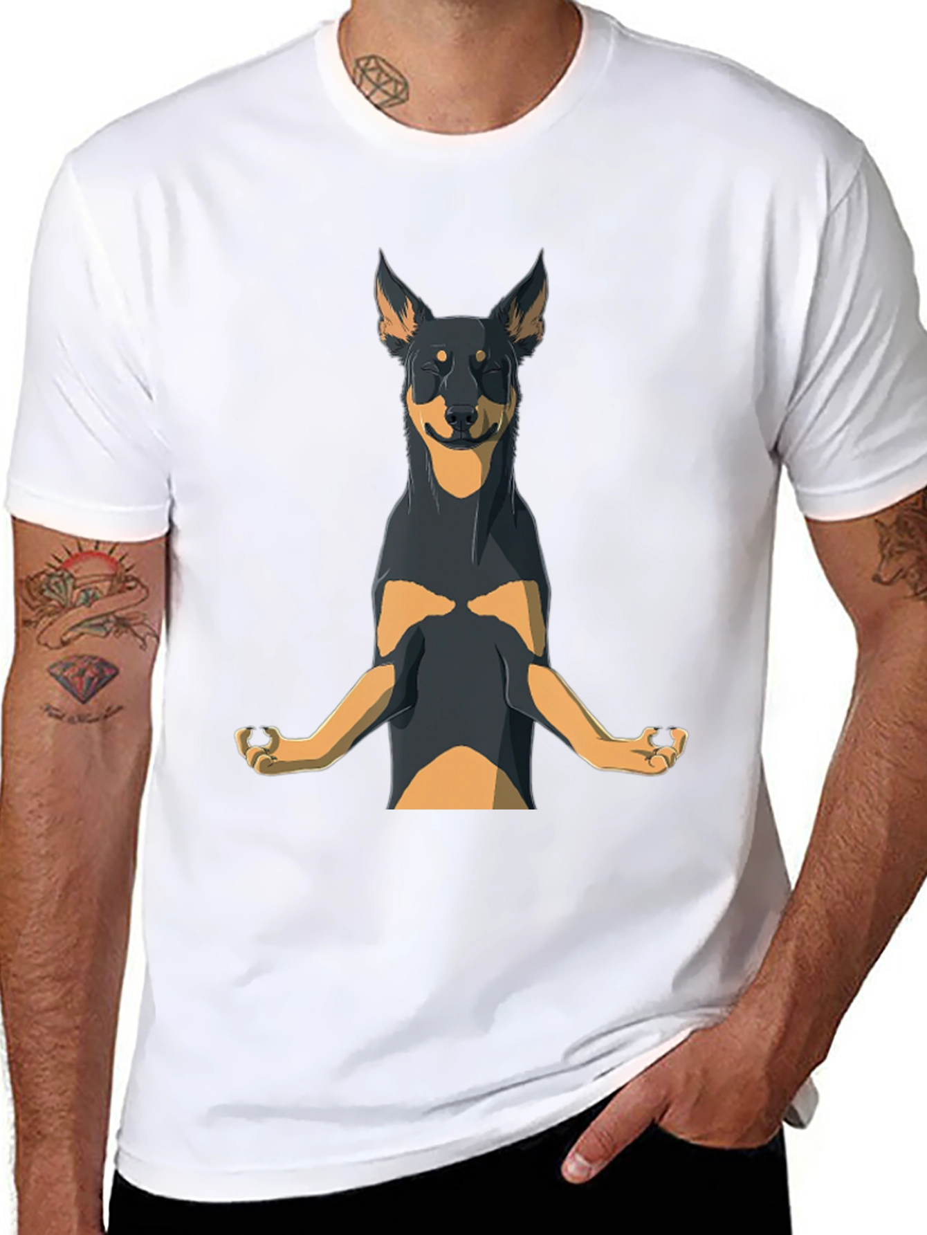 Zen Dog Meditation T-Shirt - Relaxed Canine Design