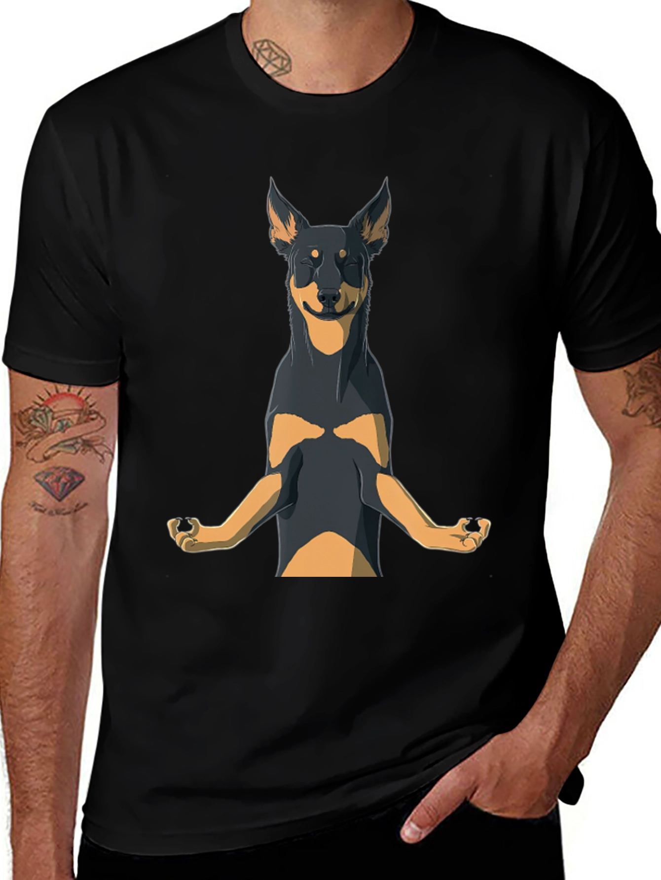 Zen Dog Meditation T-Shirt - Relaxed Canine Design