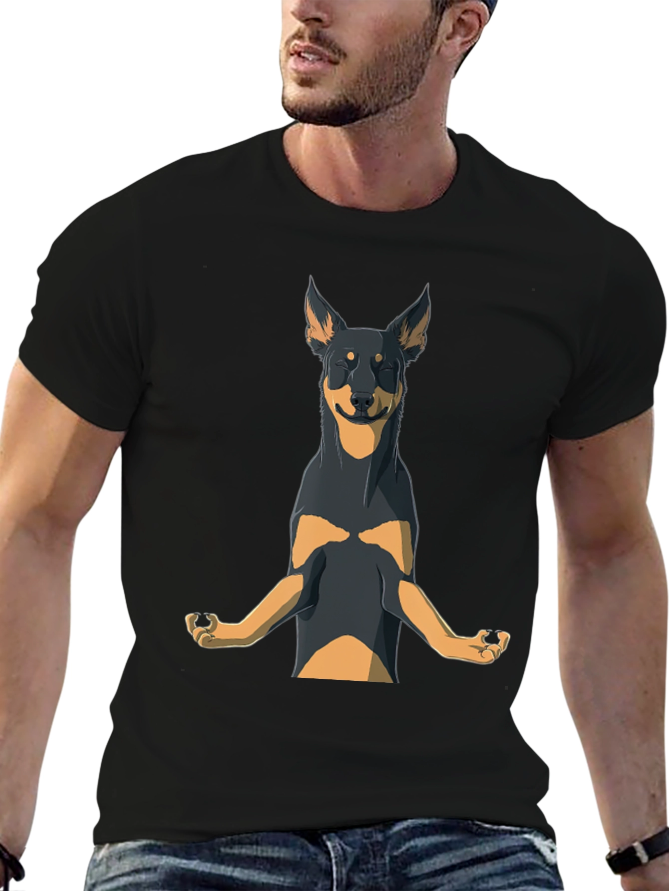 Zen Dog Meditation T-Shirt - Relaxed Canine Design