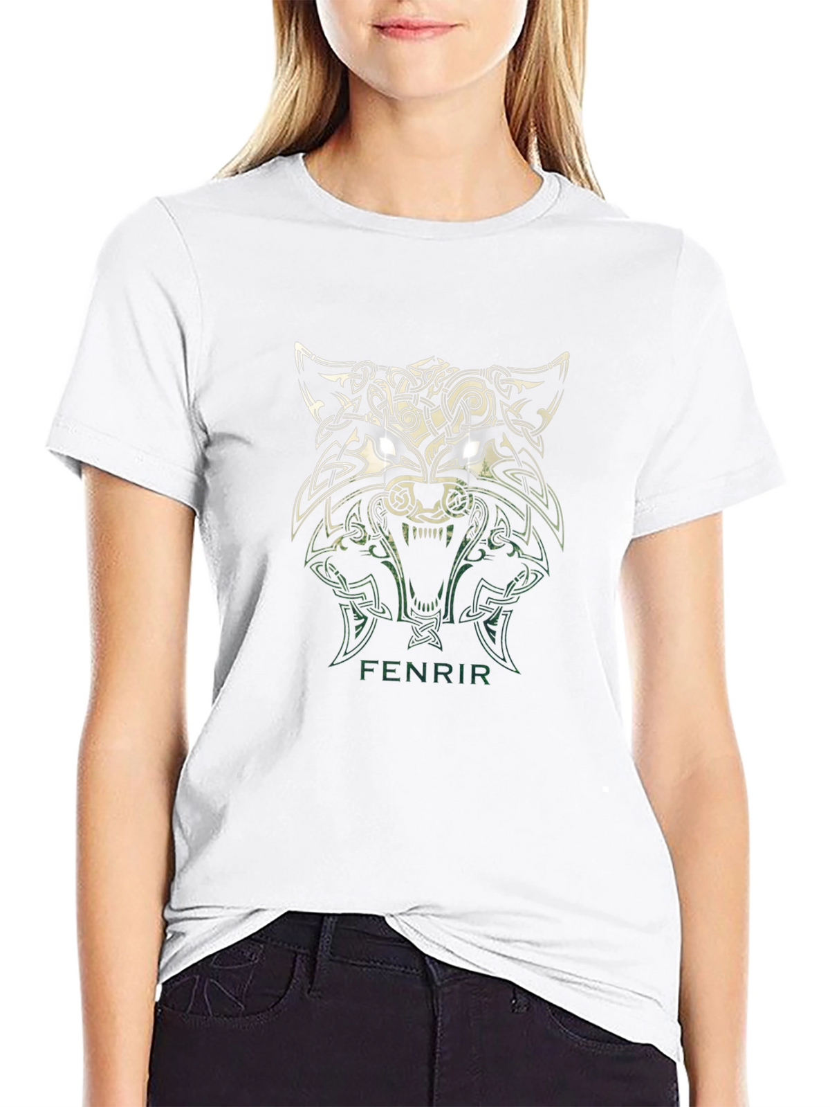 Fenrir Wolf Graphic Tee - Viking Celtic Knot Design