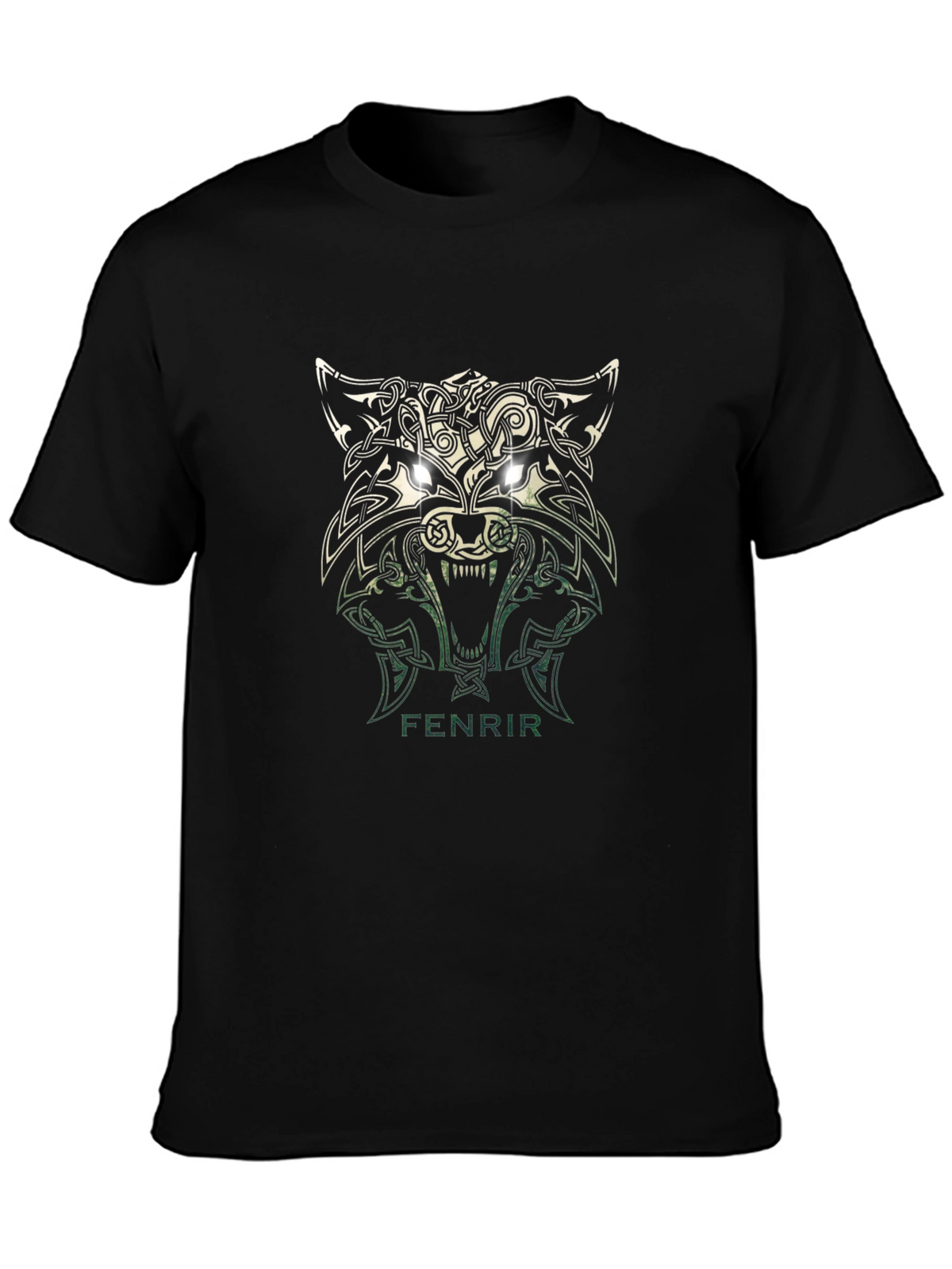 Fenrir Wolf Graphic Tee - Viking Celtic Knot Design