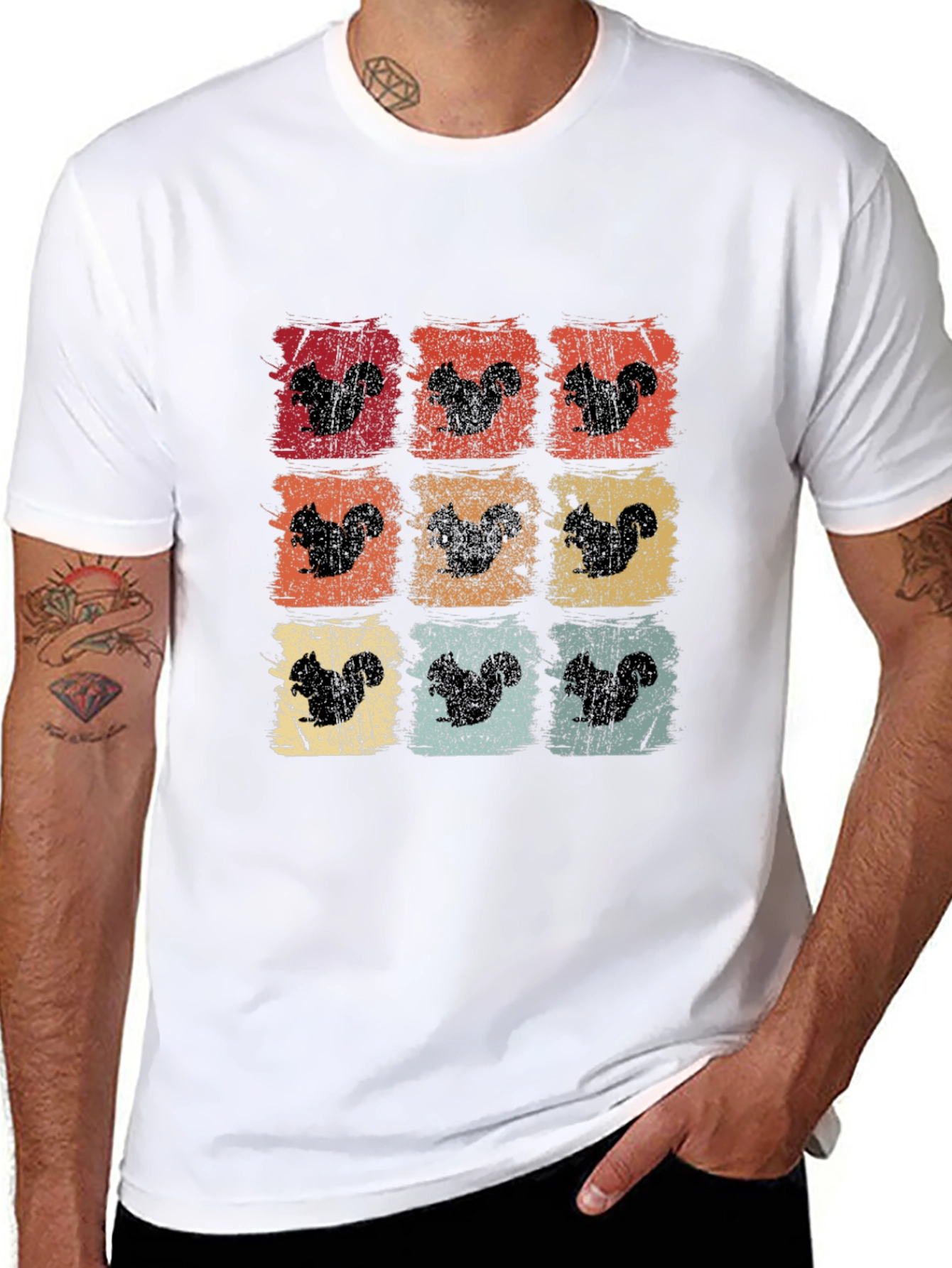 Squirrel Silhouette Retro Graphic T-Shirt