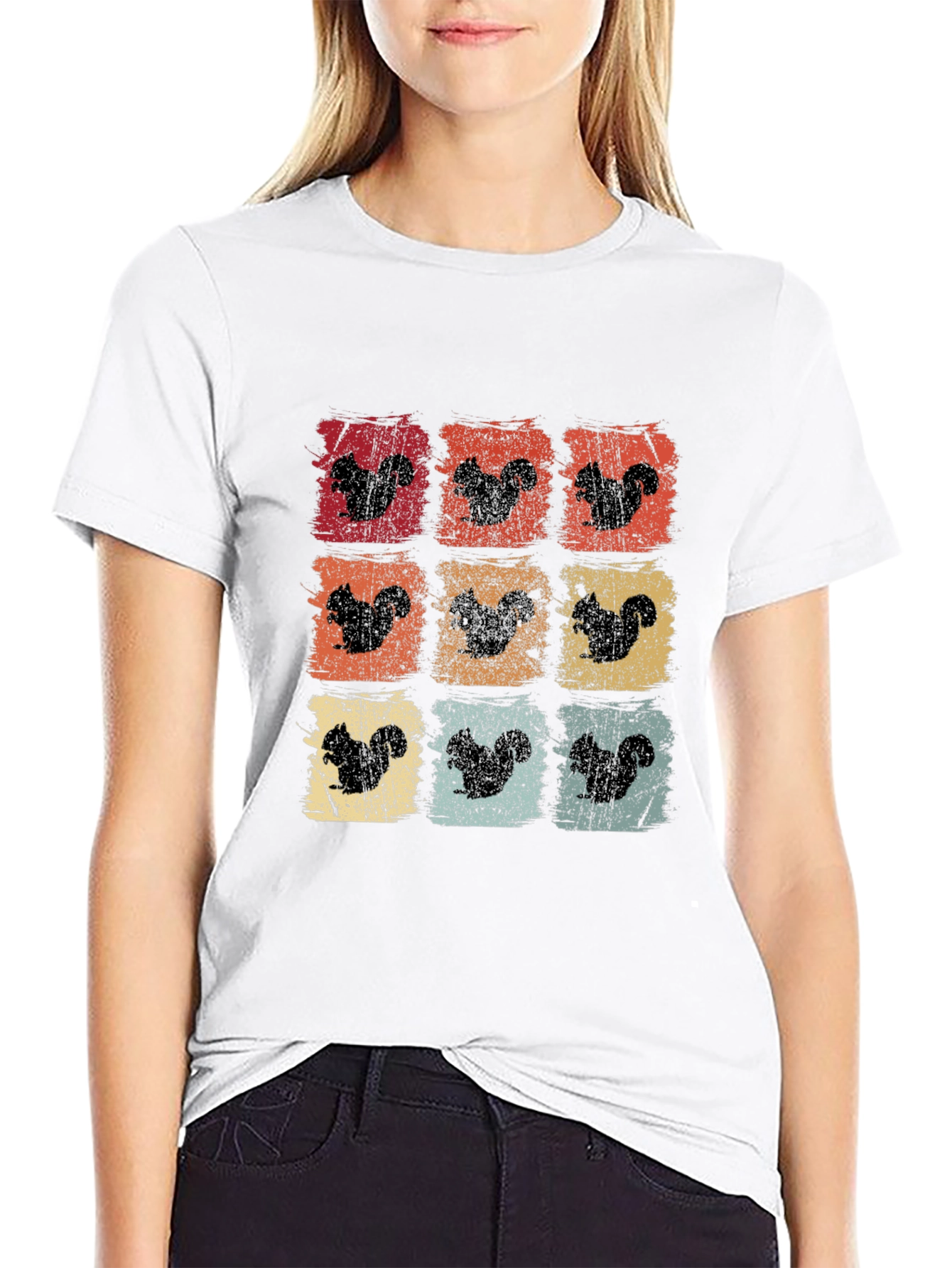 Squirrel Silhouette Retro Graphic T-Shirt