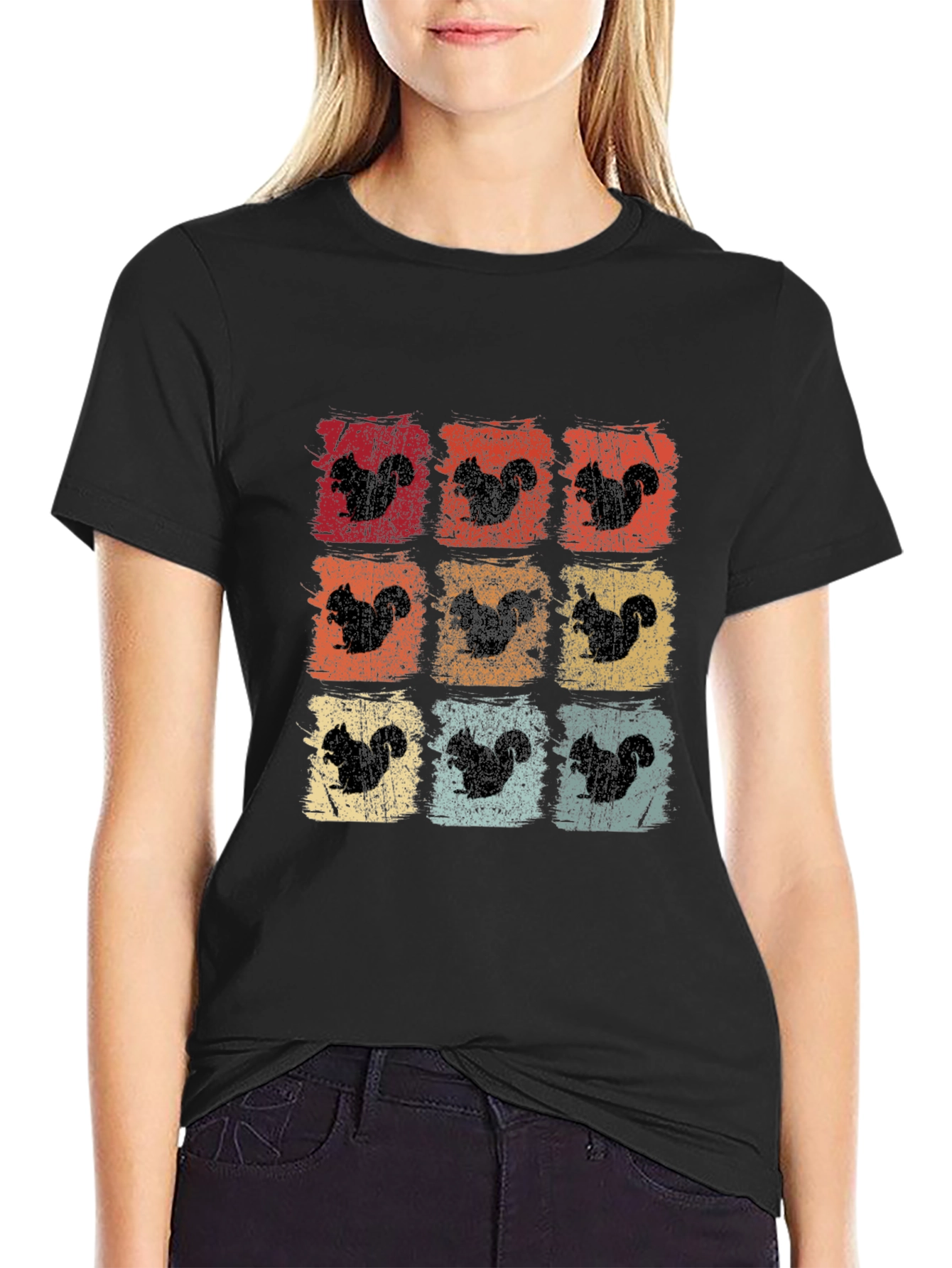 Squirrel Silhouette Retro Graphic T-Shirt