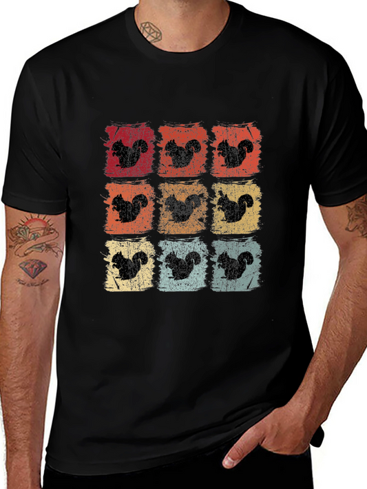 Squirrel Silhouette Retro Graphic T-Shirt