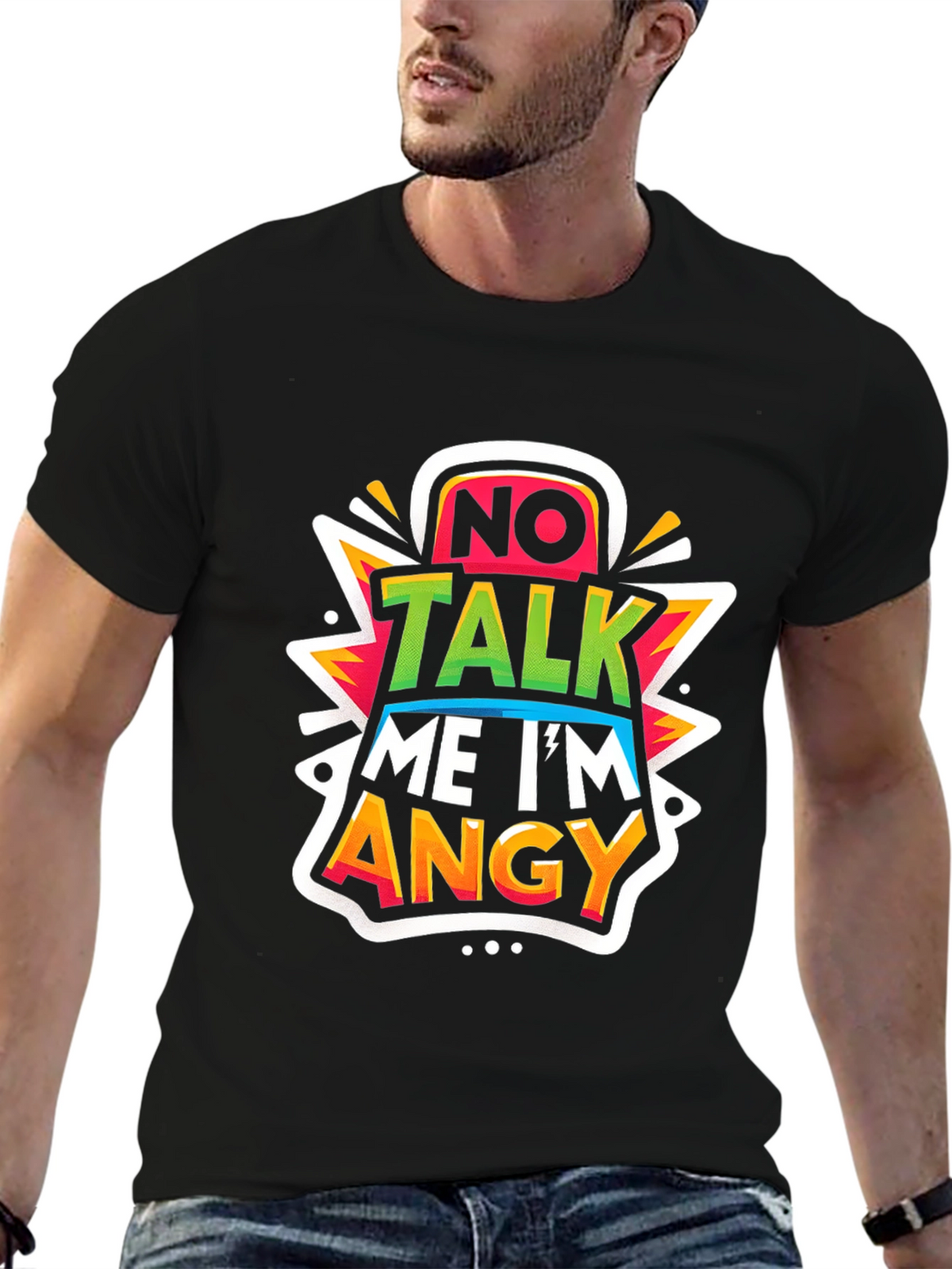 No Talk Me Im Angy Graphic Tee - Black