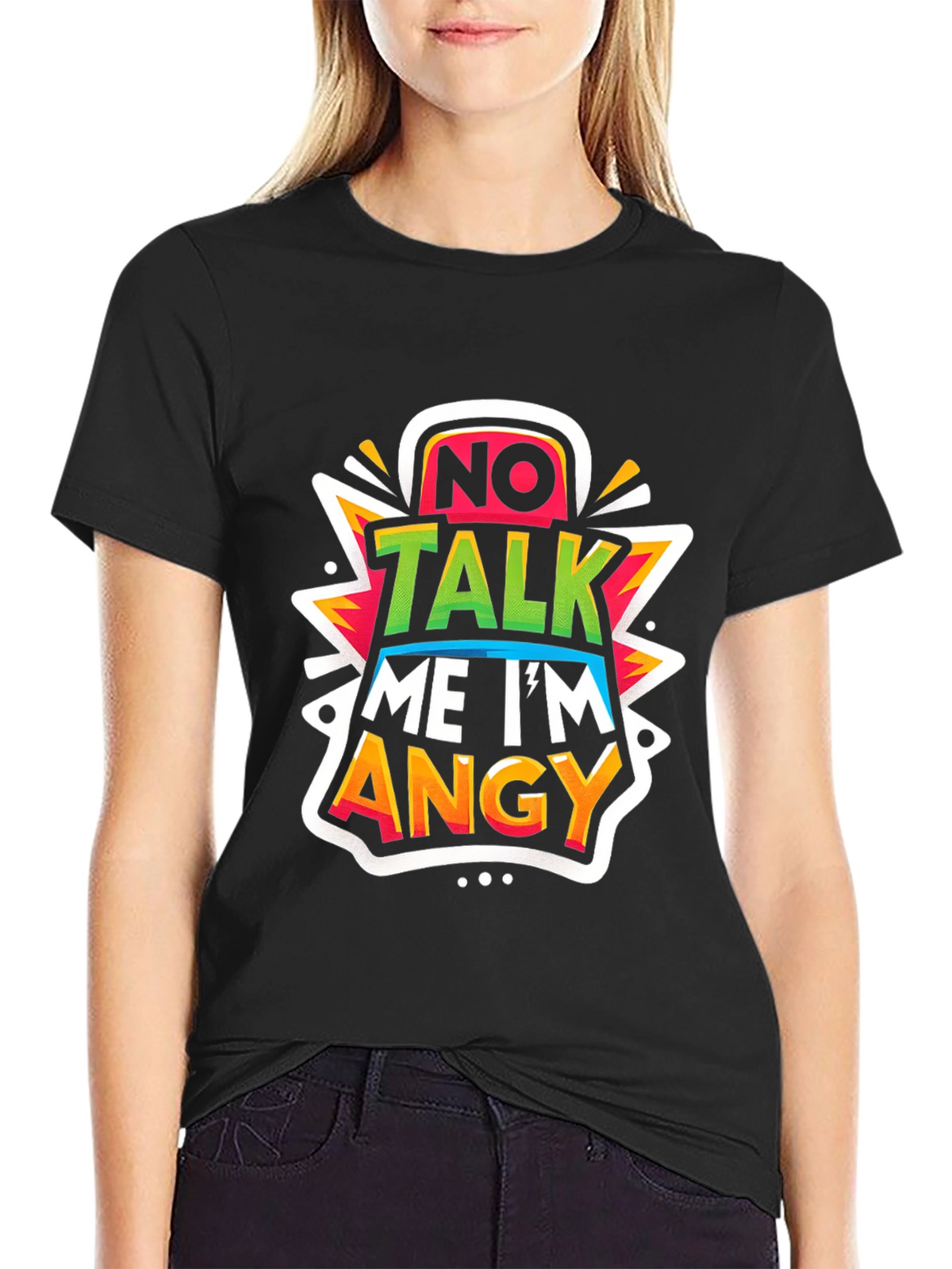 No Talk Me Im Angy Graphic Tee - Black