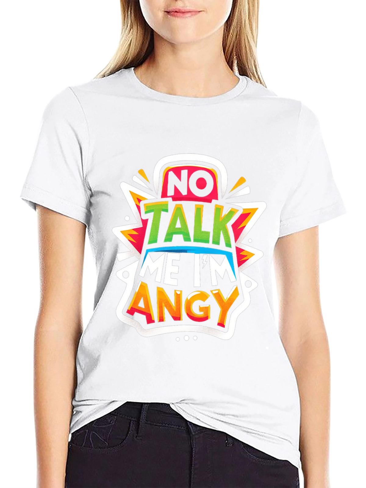 No Talk Me Im Angy Graphic Tee - Black