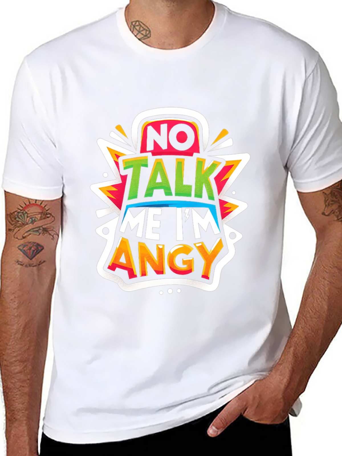 No Talk Me Im Angy Graphic Tee - Black