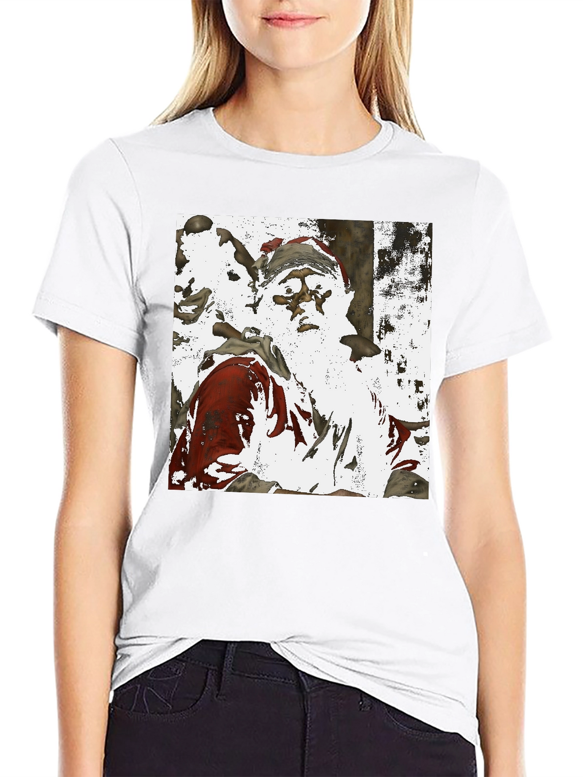 Santa Claus Printed Black T-Shirt