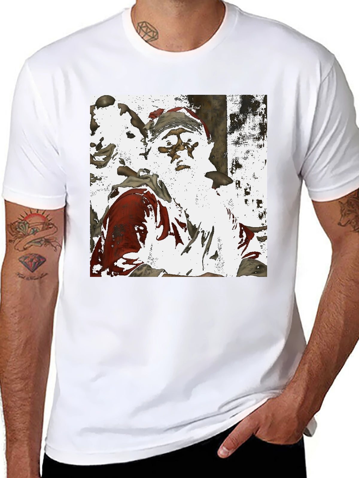 Santa Claus Printed Black T-Shirt