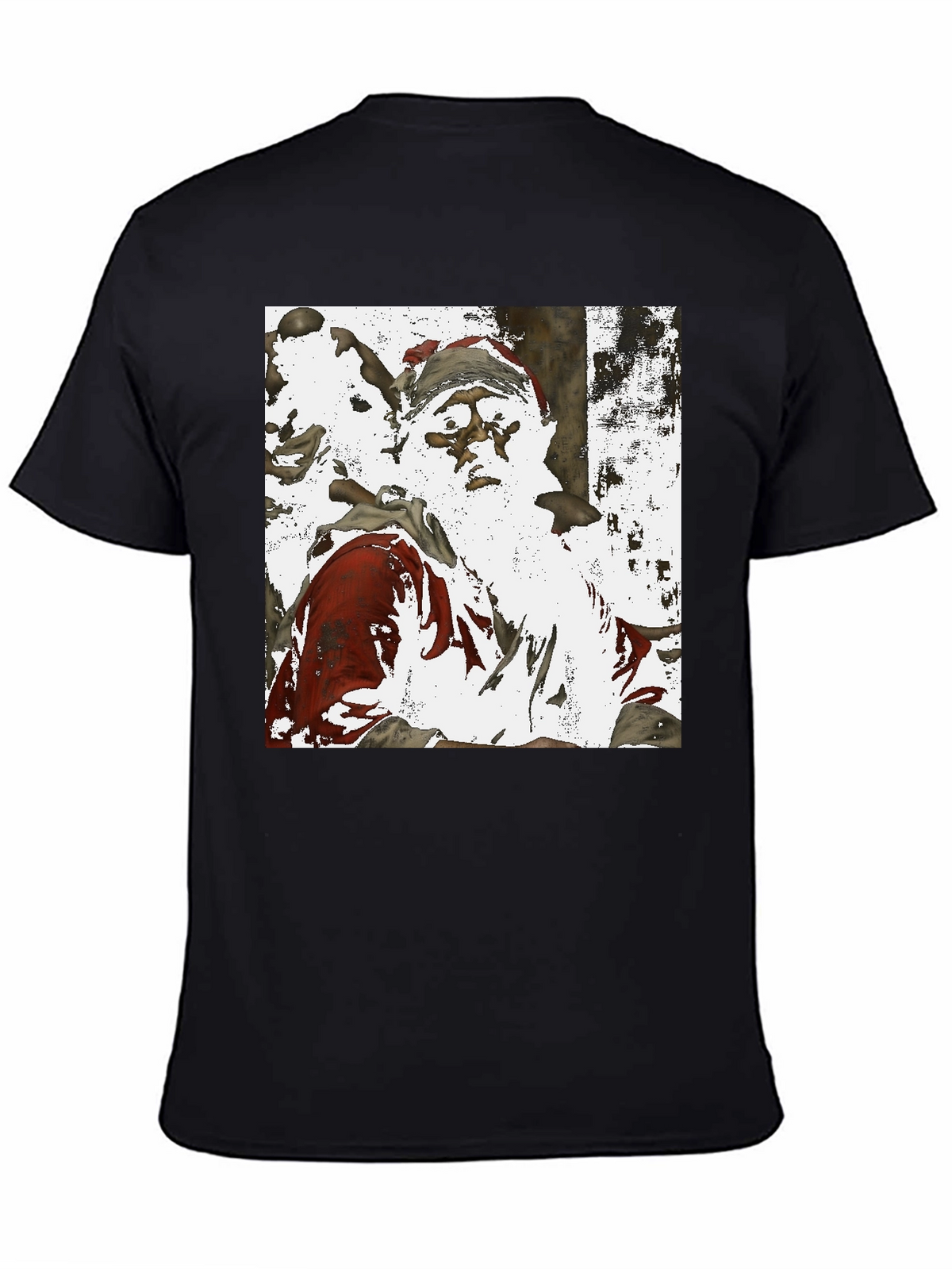 Santa Claus Printed Black T-Shirt
