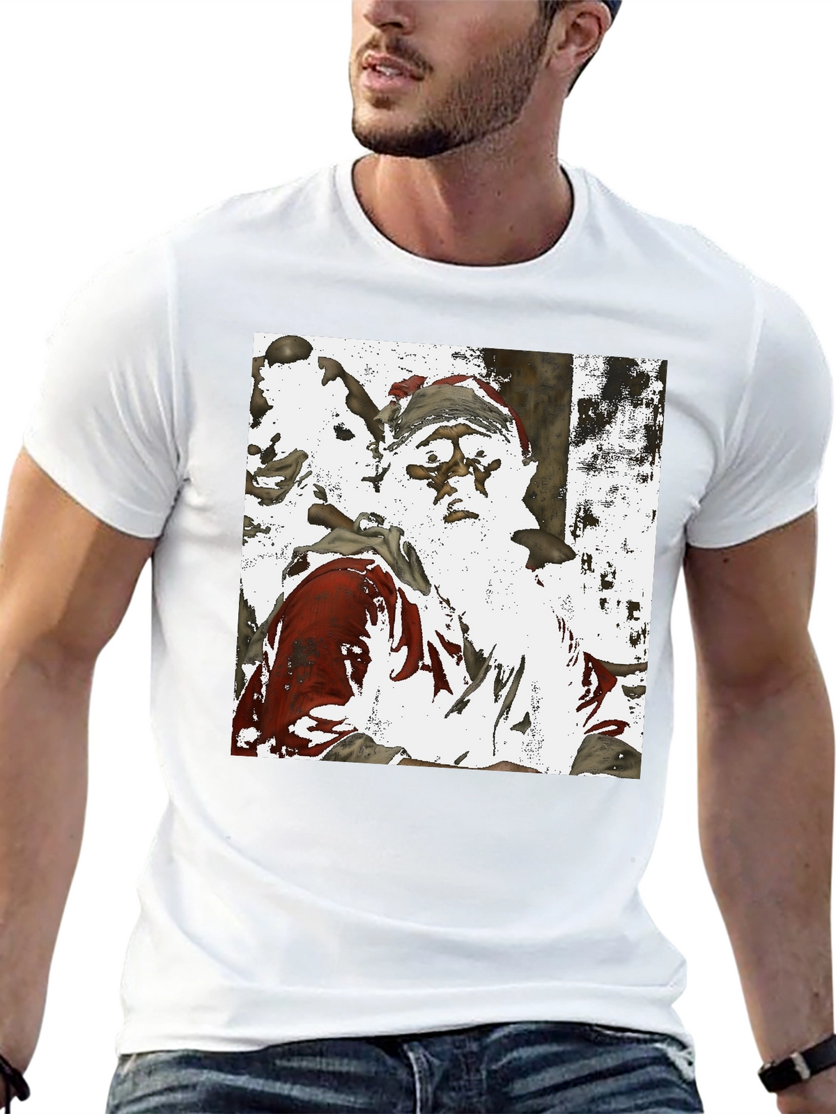 Santa Claus Printed Black T-Shirt