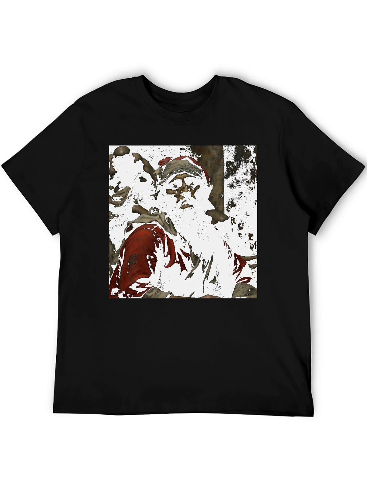 Santa Claus Printed Black T-Shirt