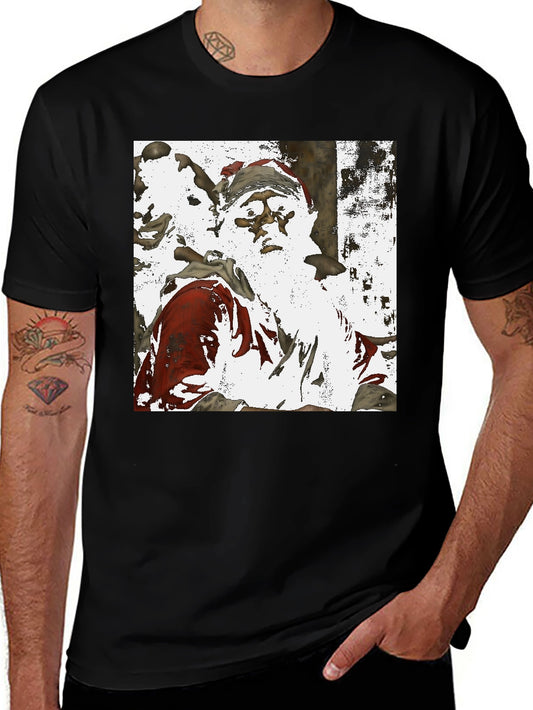 Santa Claus Printed Black T-Shirt