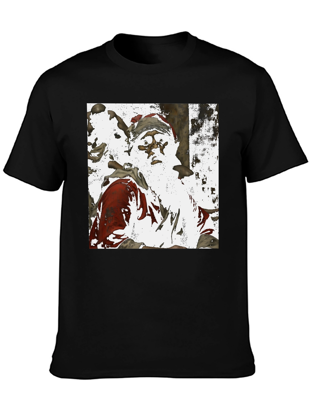 Santa Claus Printed Black T-Shirt