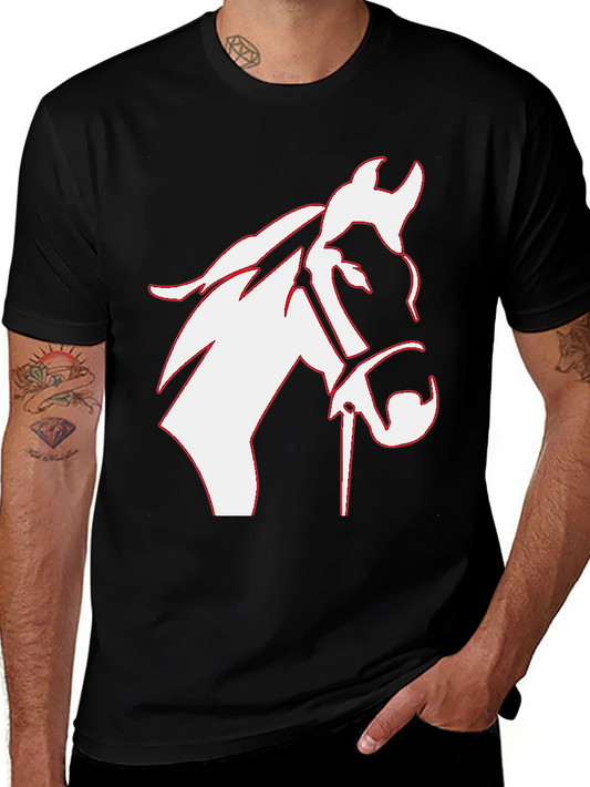 Horse Head Graphic Tee - Black Cotton T-Shirt