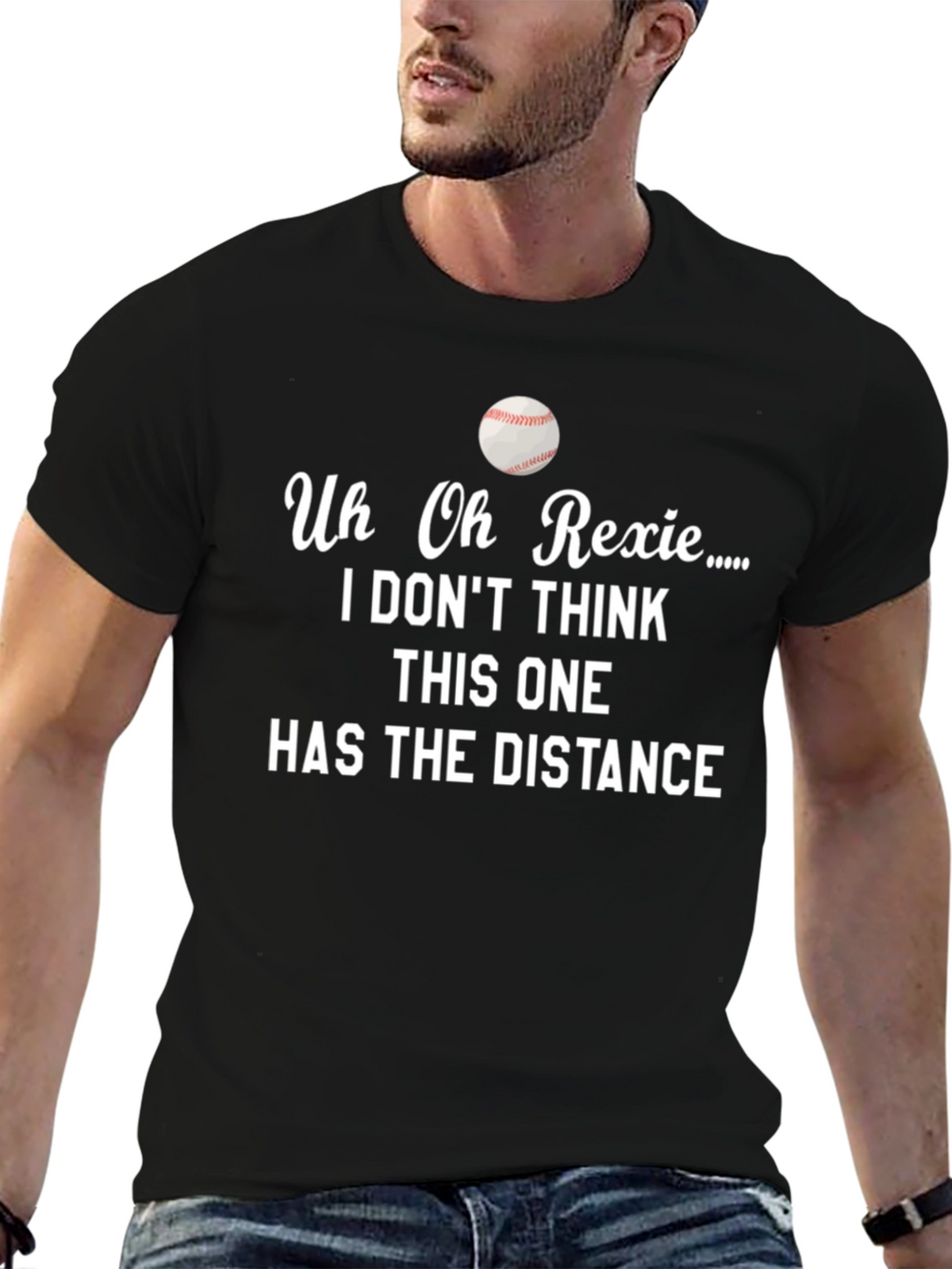 Funny Baseball T-Shirt - Uh Oh Rexie Distance Tee