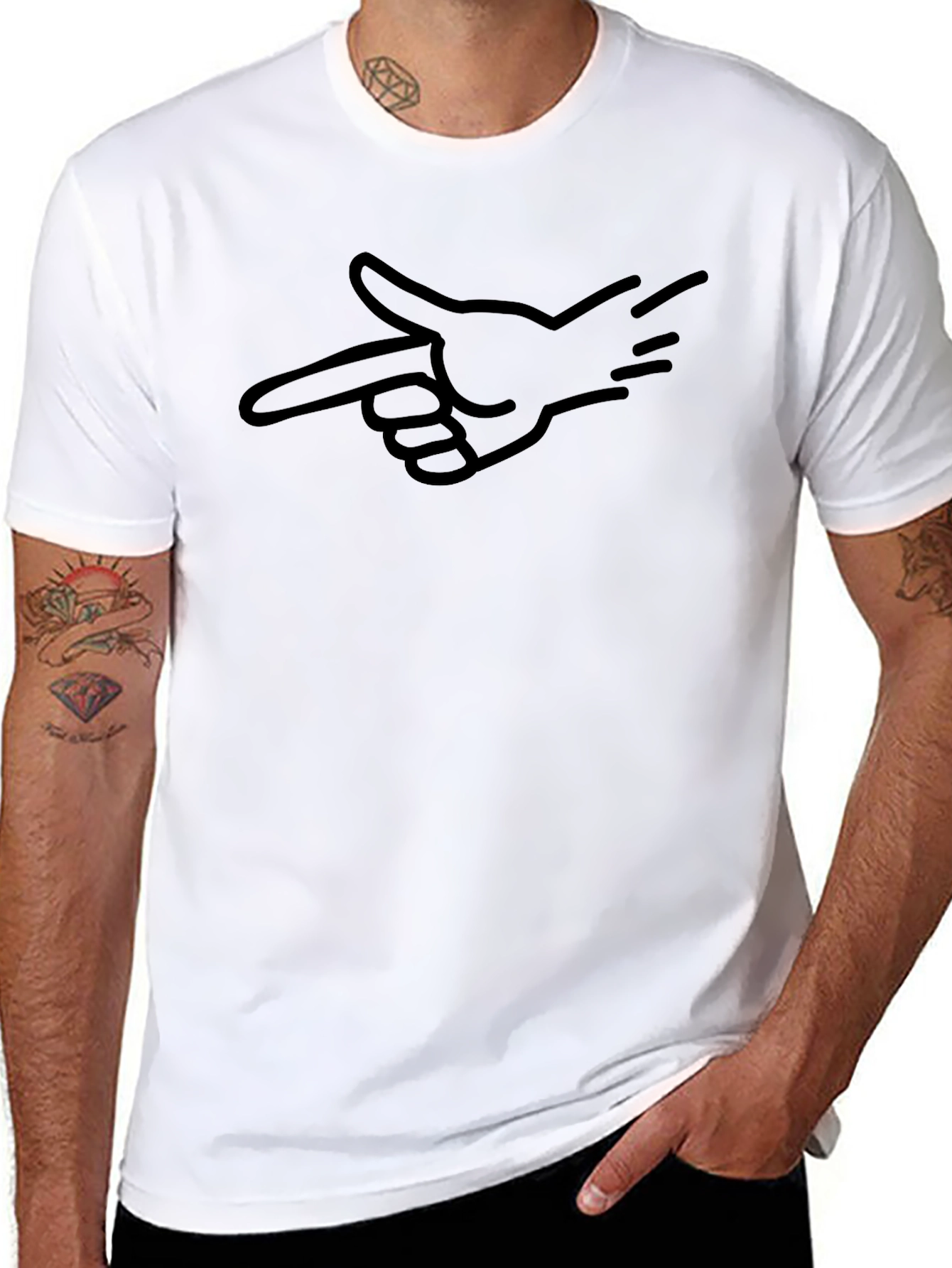 Pointing Hand Graphic Tee - Cool Black T-Shirt
