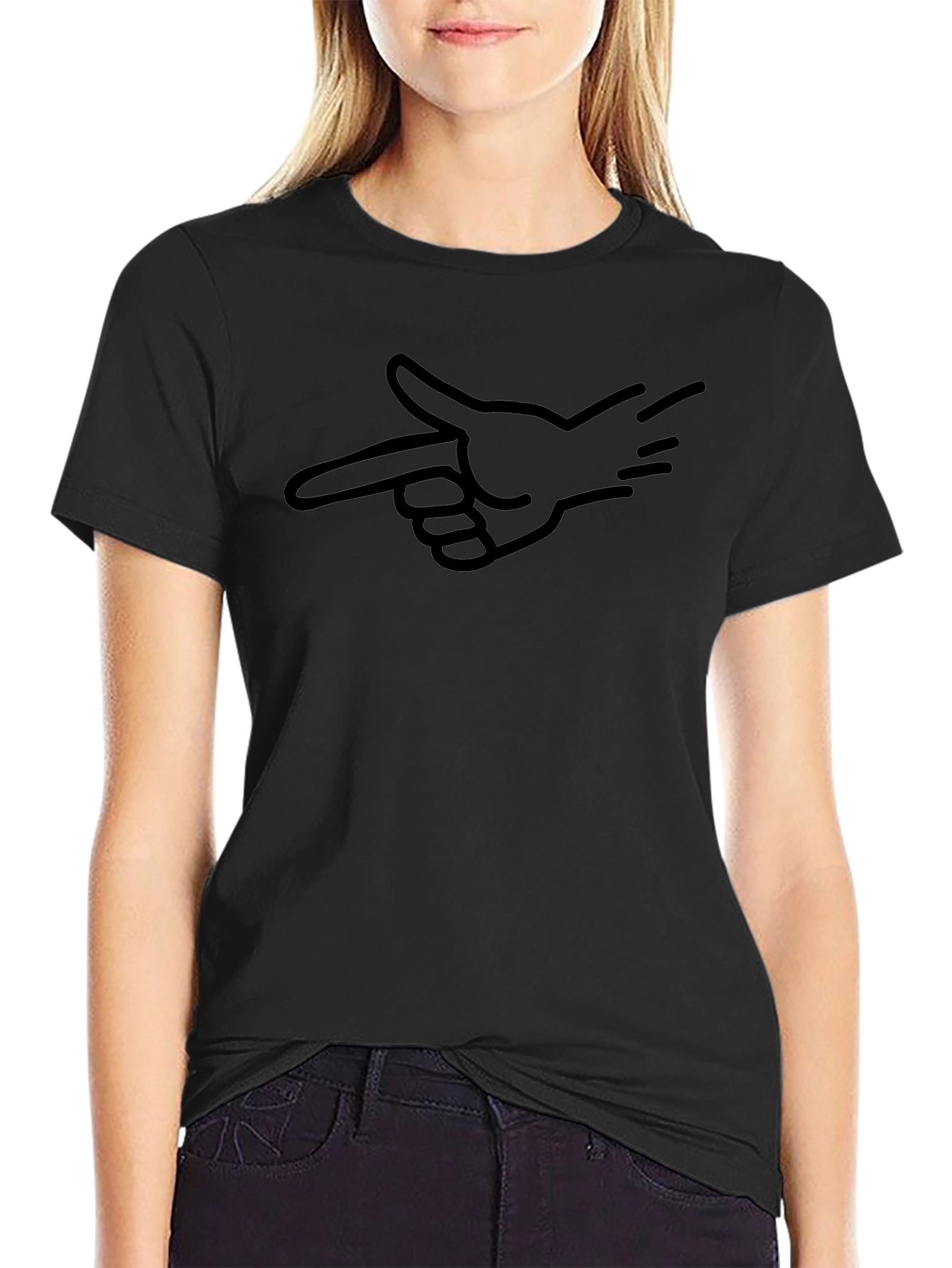 Pointing Hand Graphic Tee - Cool Black T-Shirt