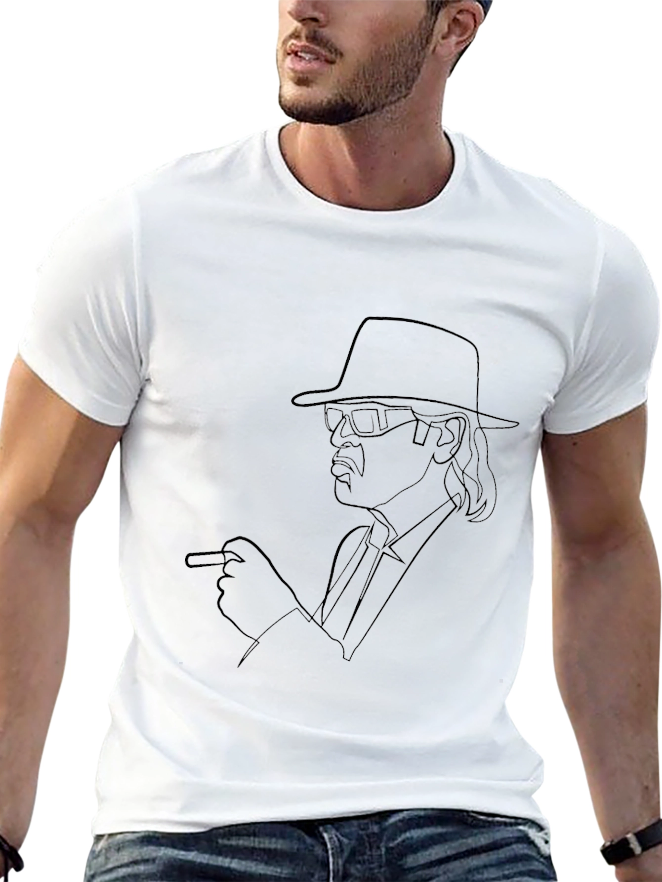 Retro Black Line Art T-Shirt