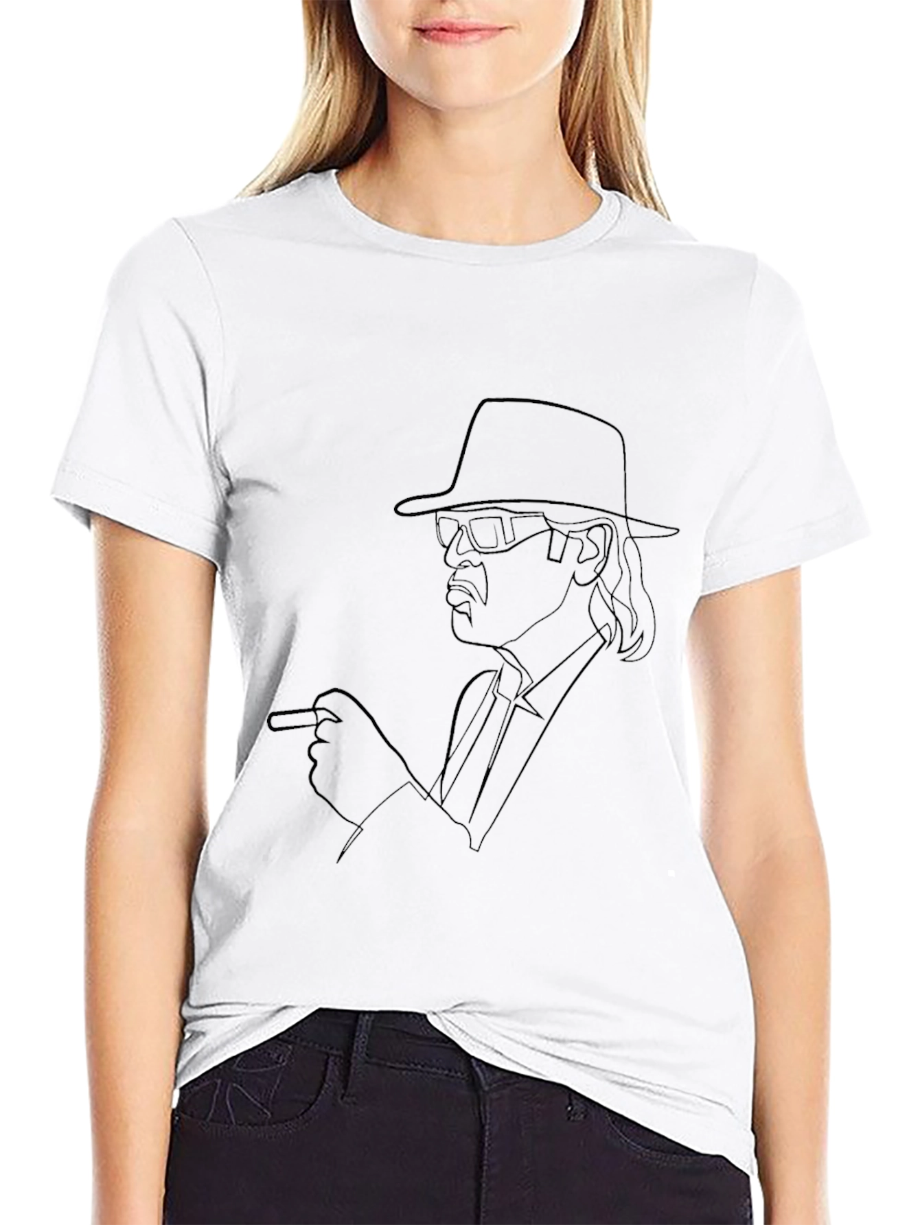 Retro Black Line Art T-Shirt