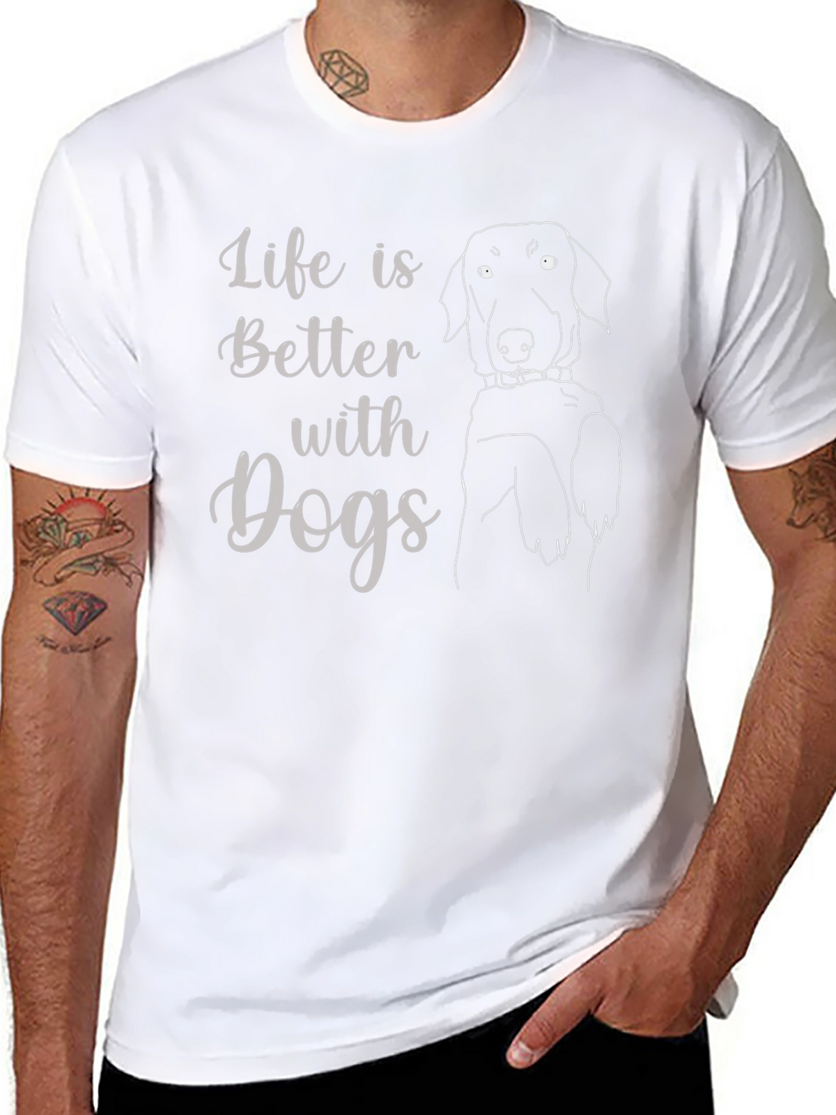 Life is Better with Dogs Black T-Shirt