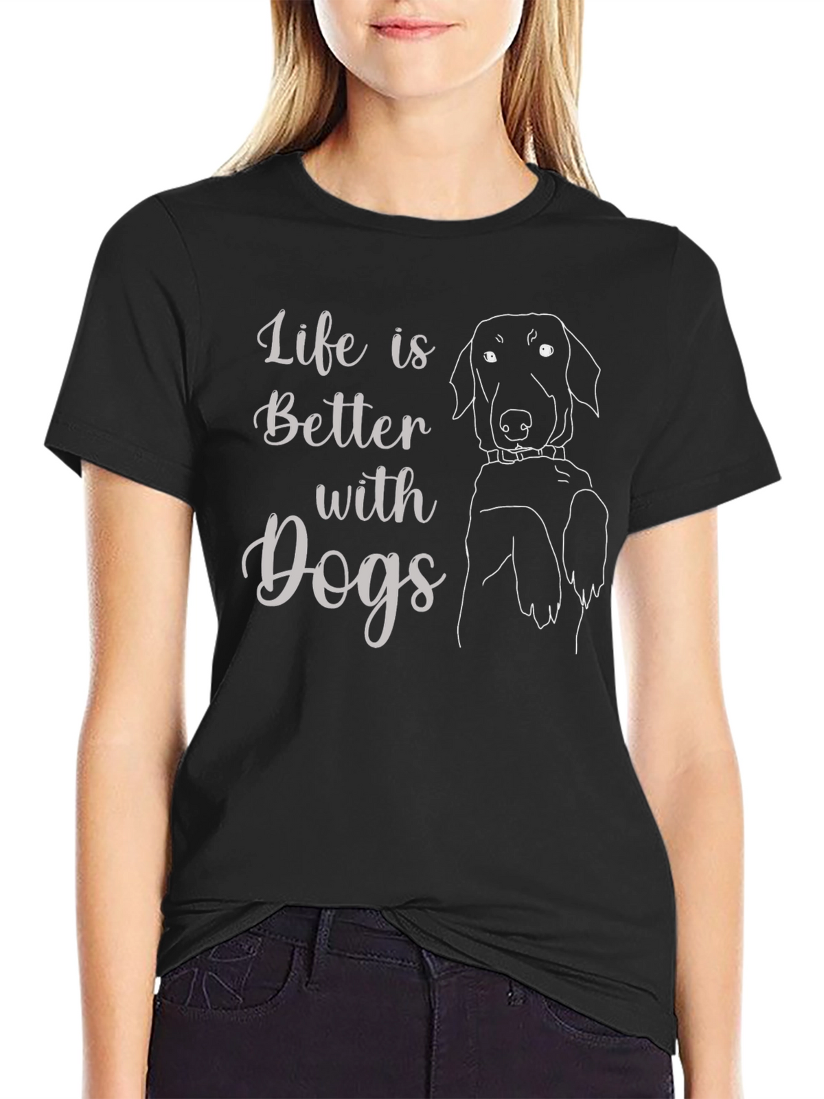Life is Better with Dogs Black T-Shirt