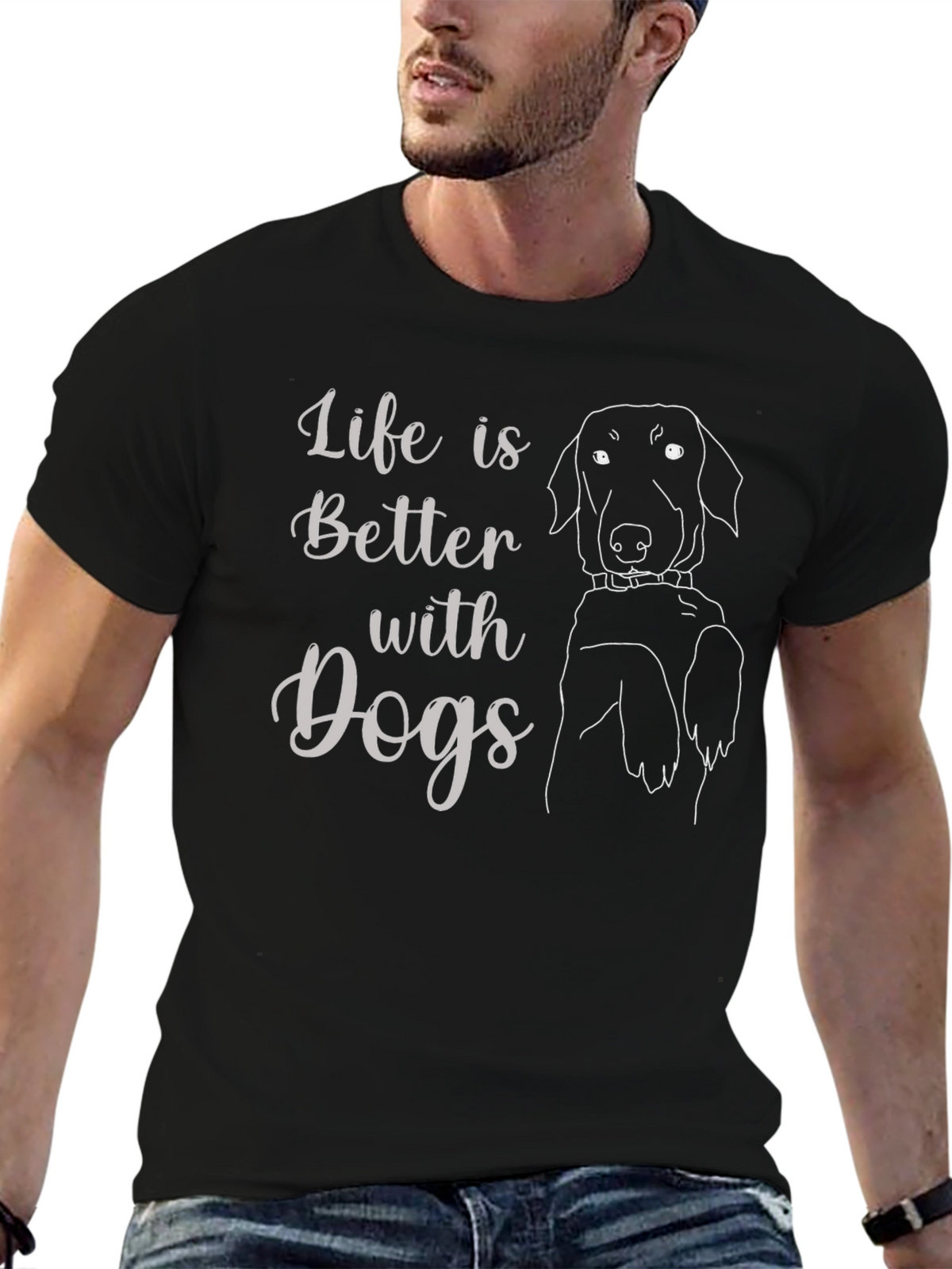 Life is Better with Dogs Black T-Shirt