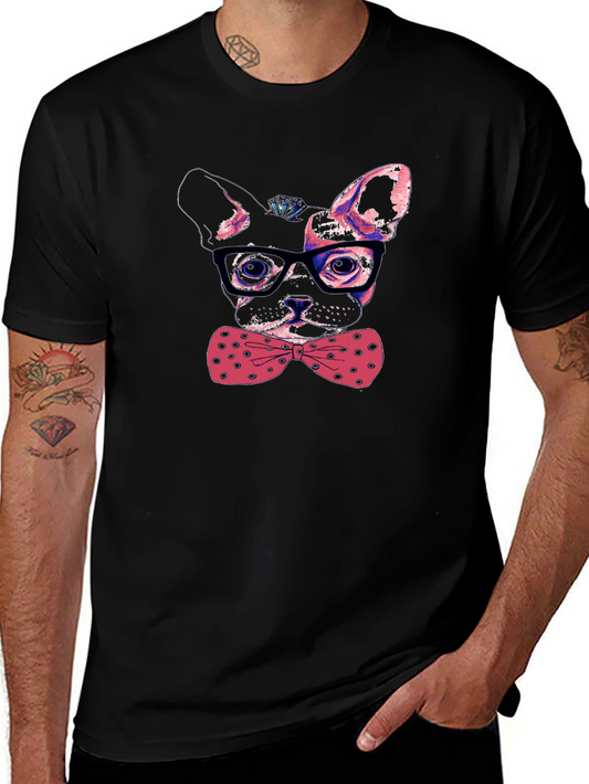 Dog with Bow Tie Mens Graphic Tee