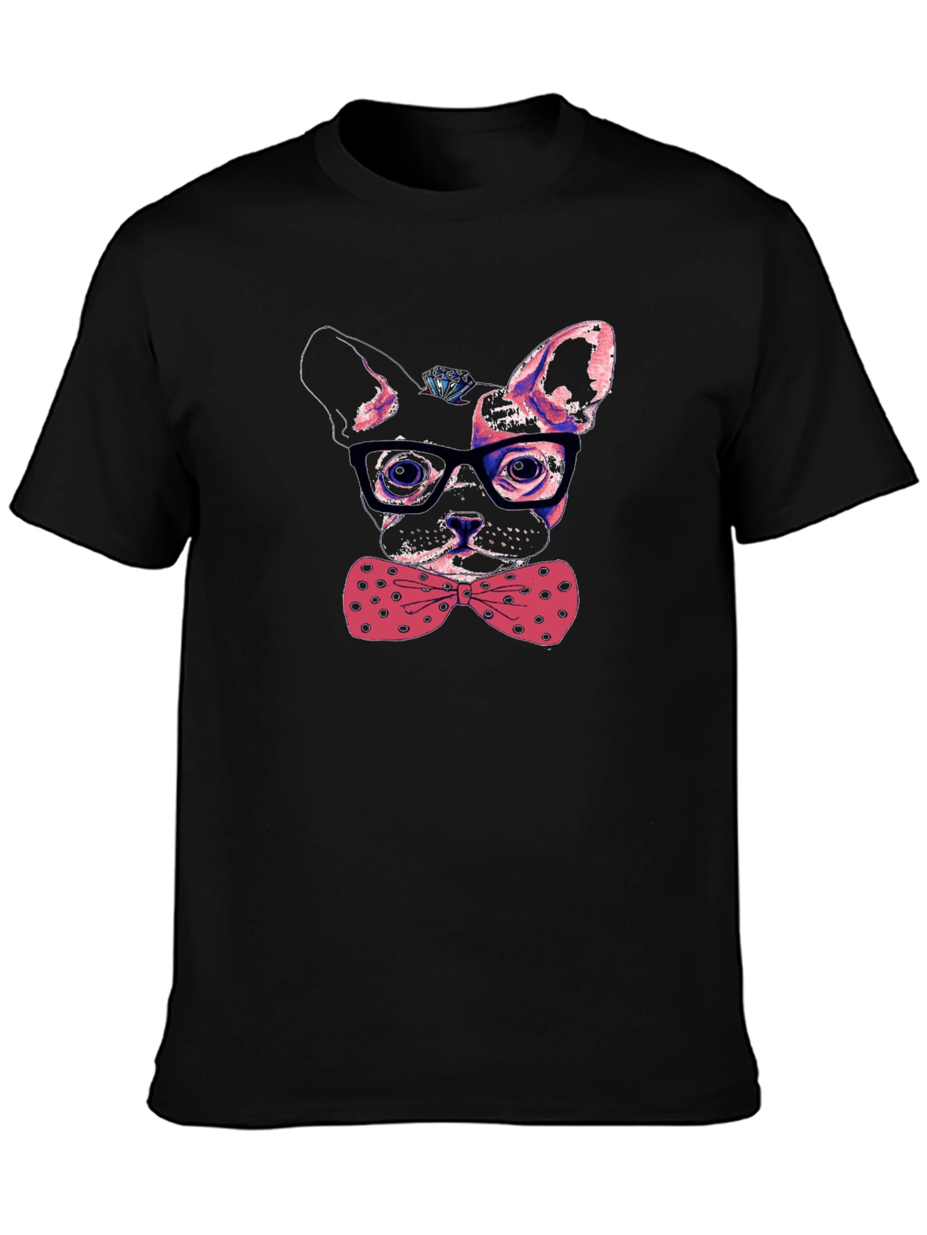 Dog with Bow Tie Mens Graphic Tee