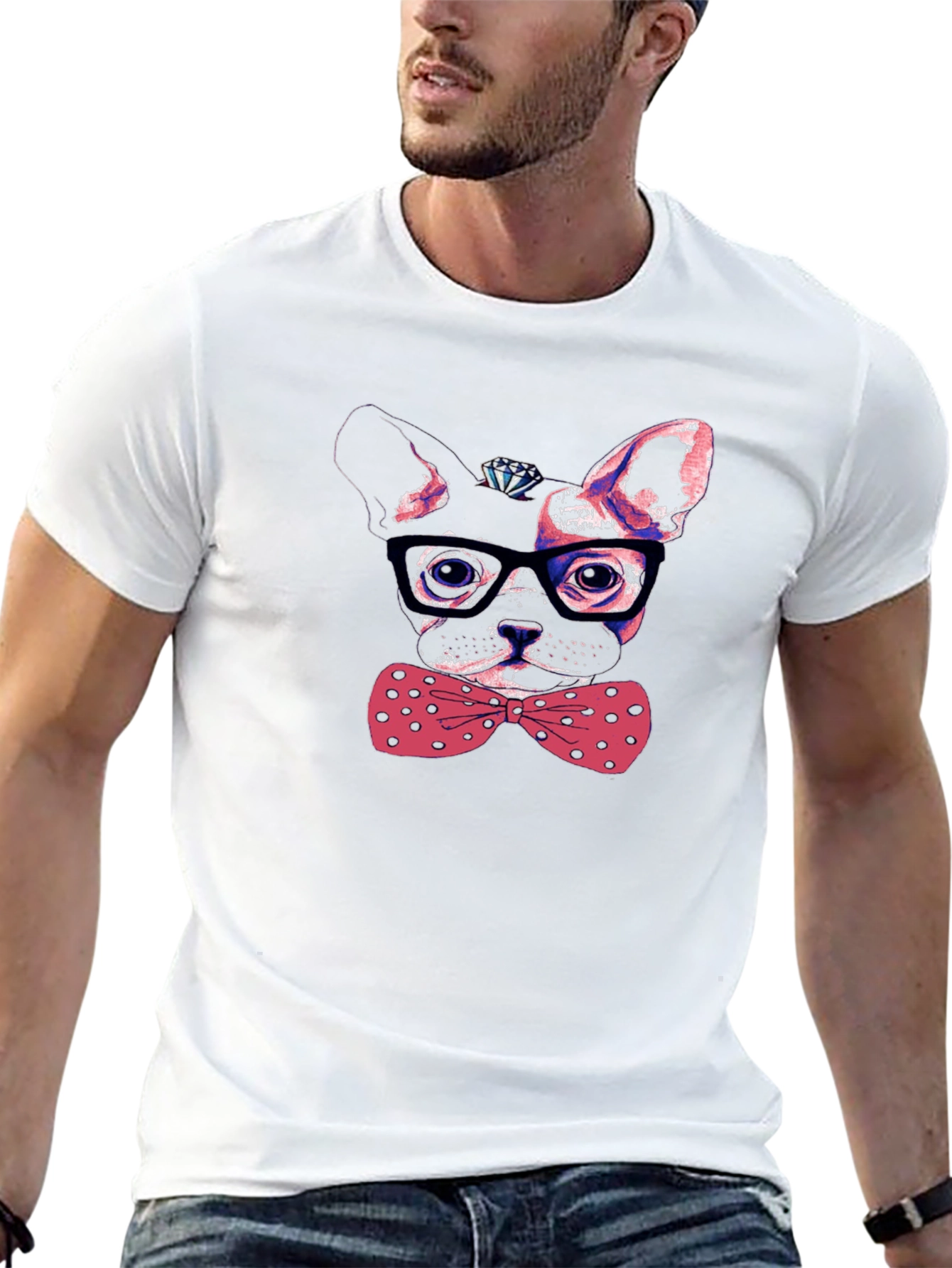 Dog with Bow Tie Mens Graphic Tee