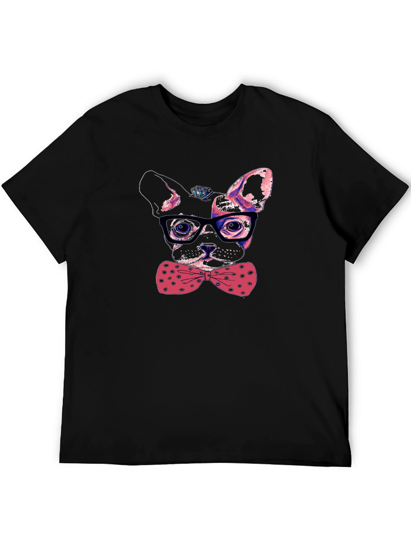 Dog with Bow Tie Mens Graphic Tee