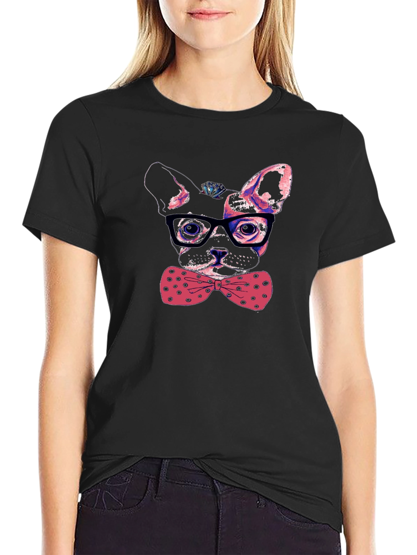 Dog with Bow Tie Mens Graphic Tee