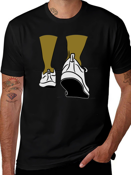 Walking Shoes Graphic Tee - Black Cotton Blend
