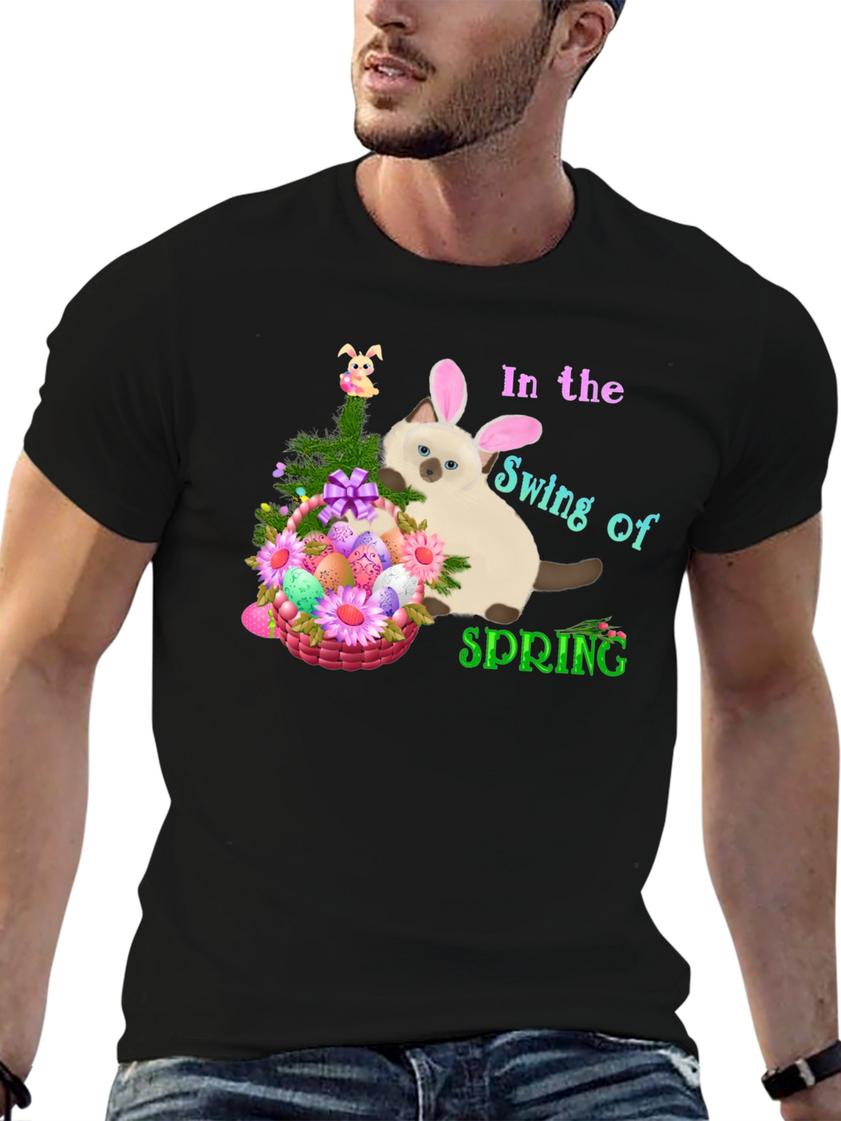 Easter Cat in Spring T-Shirt