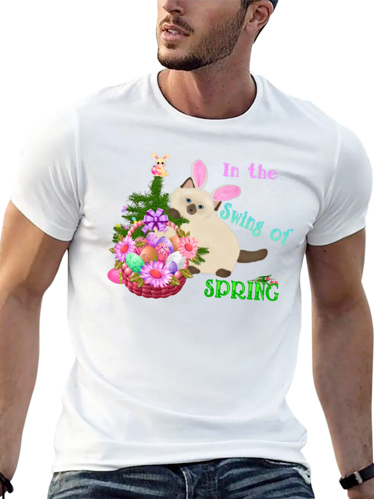 Easter Cat in Spring T-Shirt