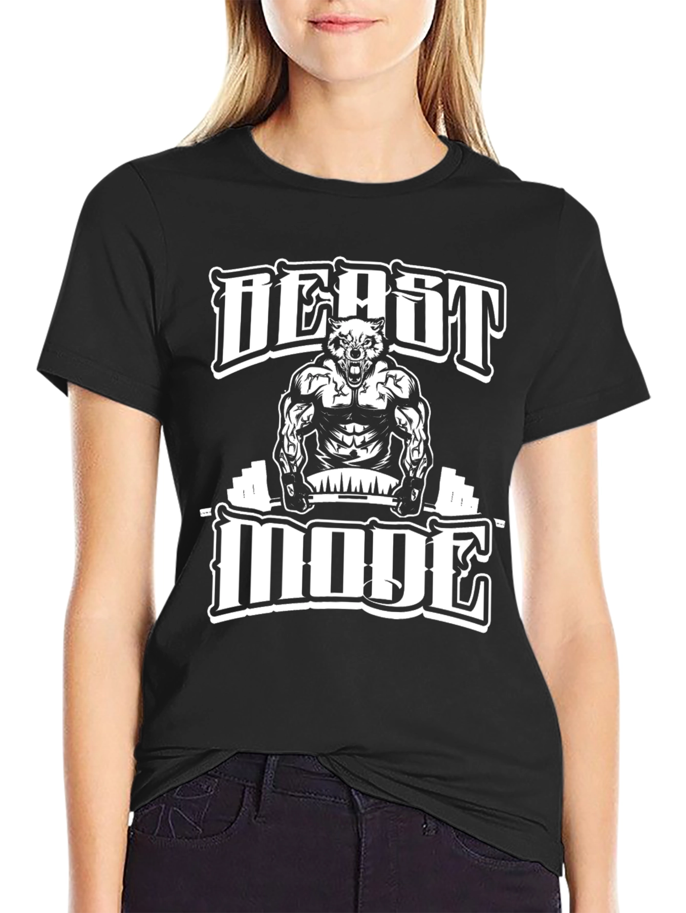 Beast Mode Gym T-Shirt | Wolf Muscle Graphic