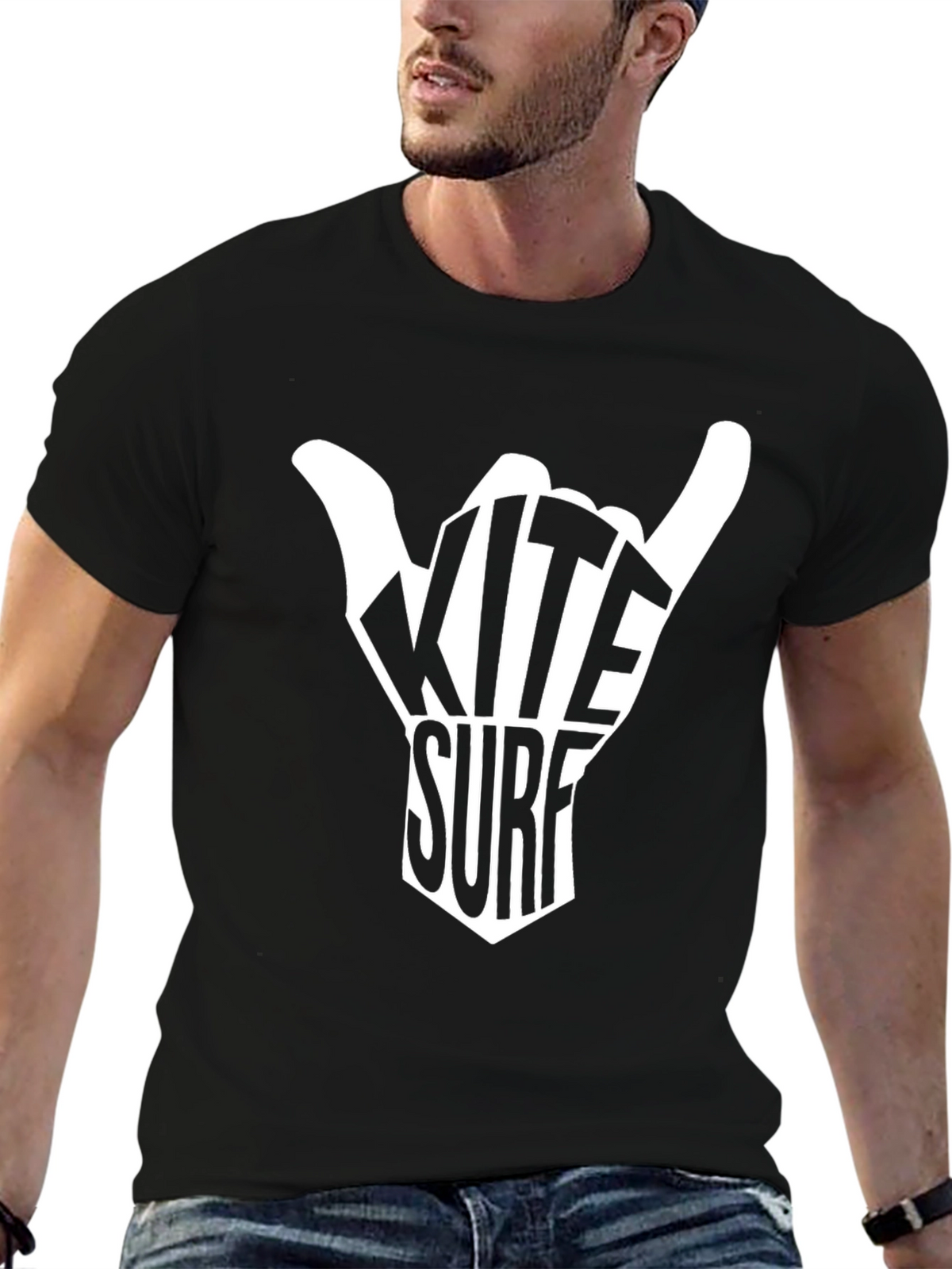 Kite Surf Graphic T-Shirt - Black