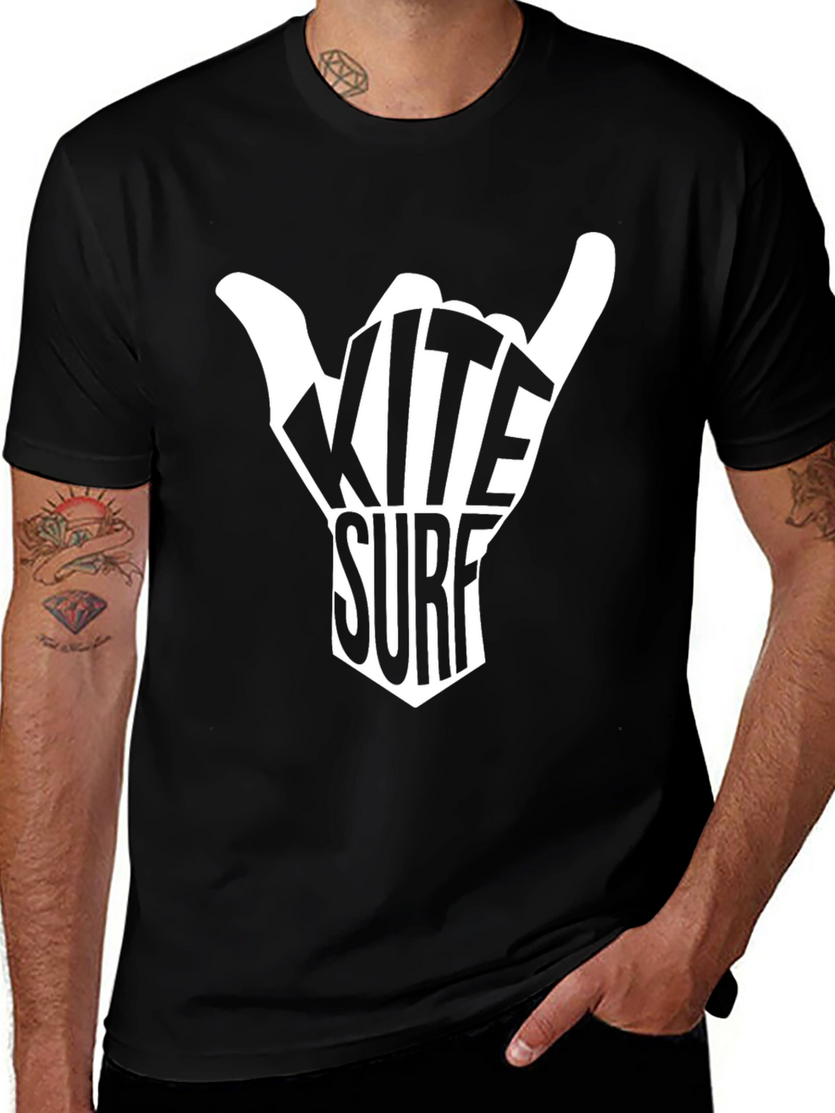 Kite Surf Graphic T-Shirt - Black