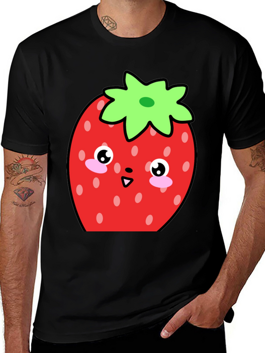 Cute Strawberry Kawaii T-Shirt - Black